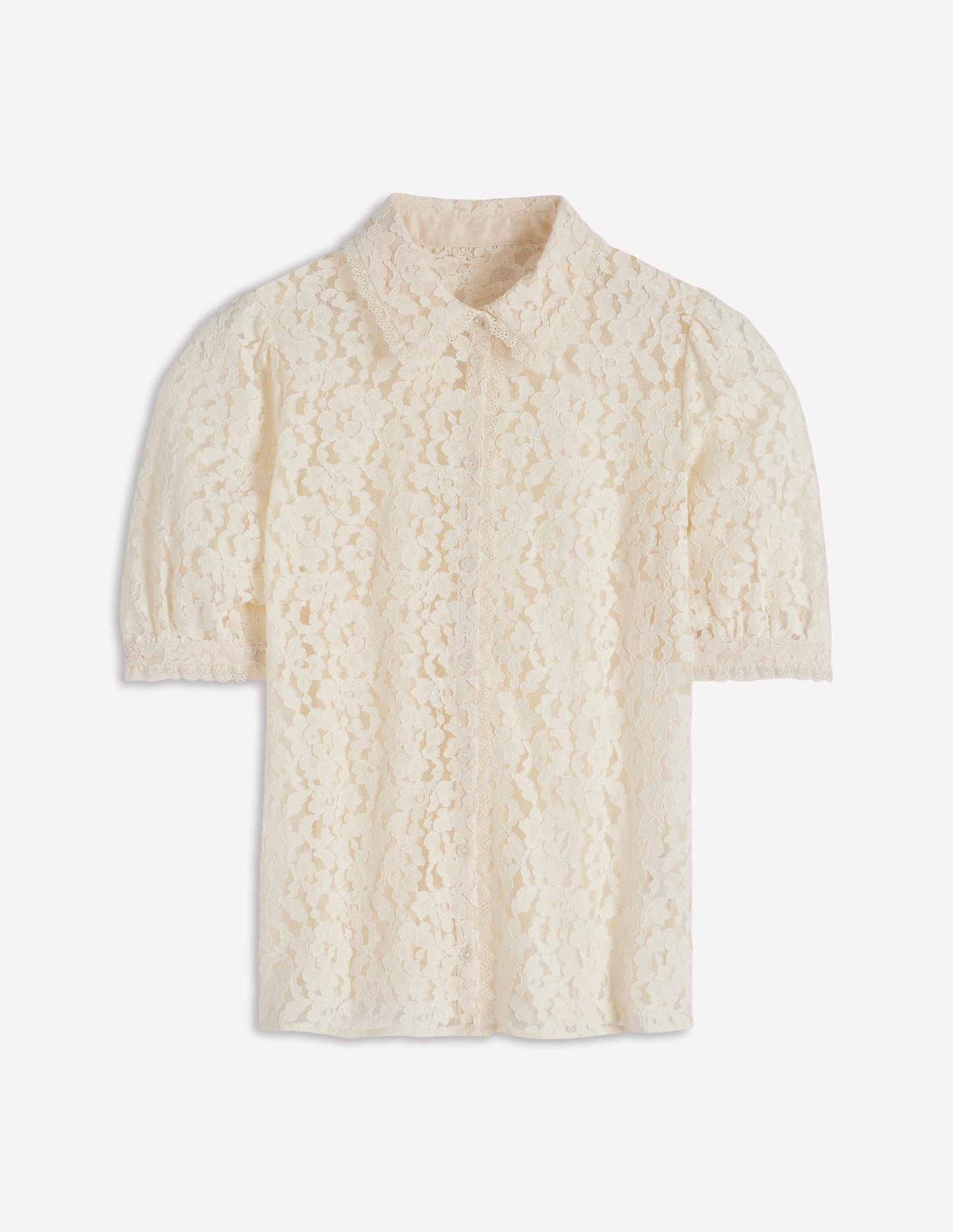 Short Sleeve Lace Blouse-Ivory