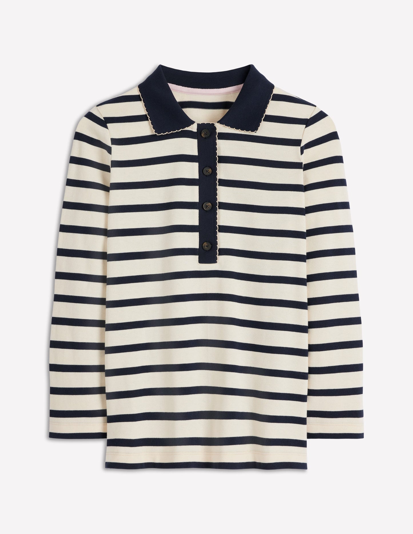 Collared Mariner-Ivory and French Navy Stripe