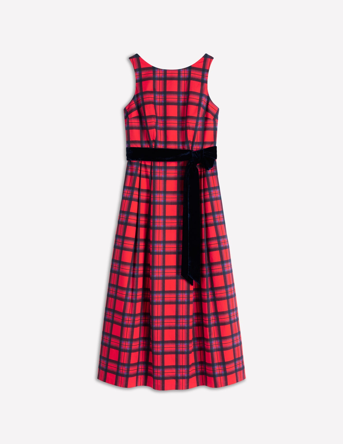 Scoop Back Check Dress-Red, Navy and Purple Check