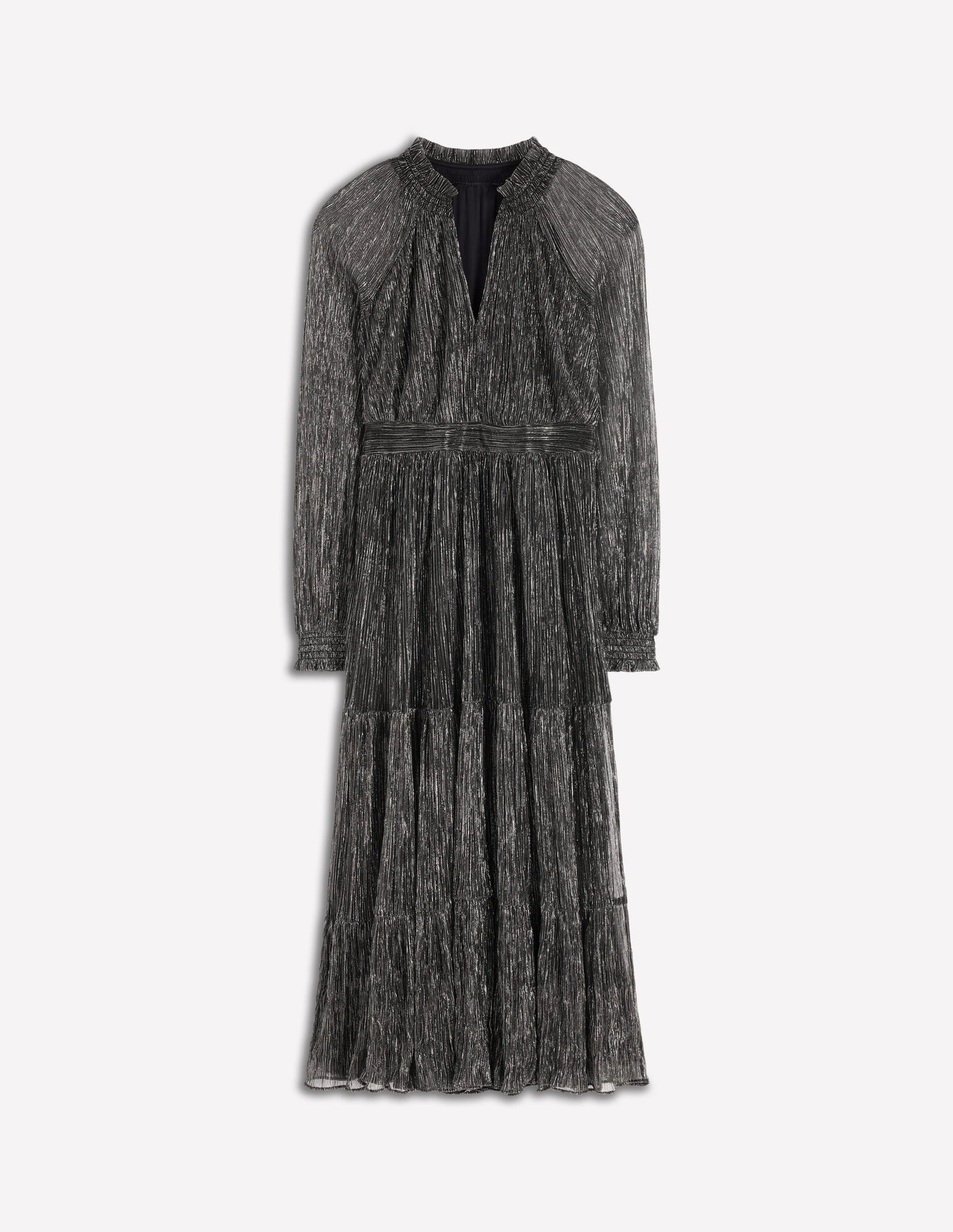 Lucille Smocked Sparkle Dress-Black and Gold