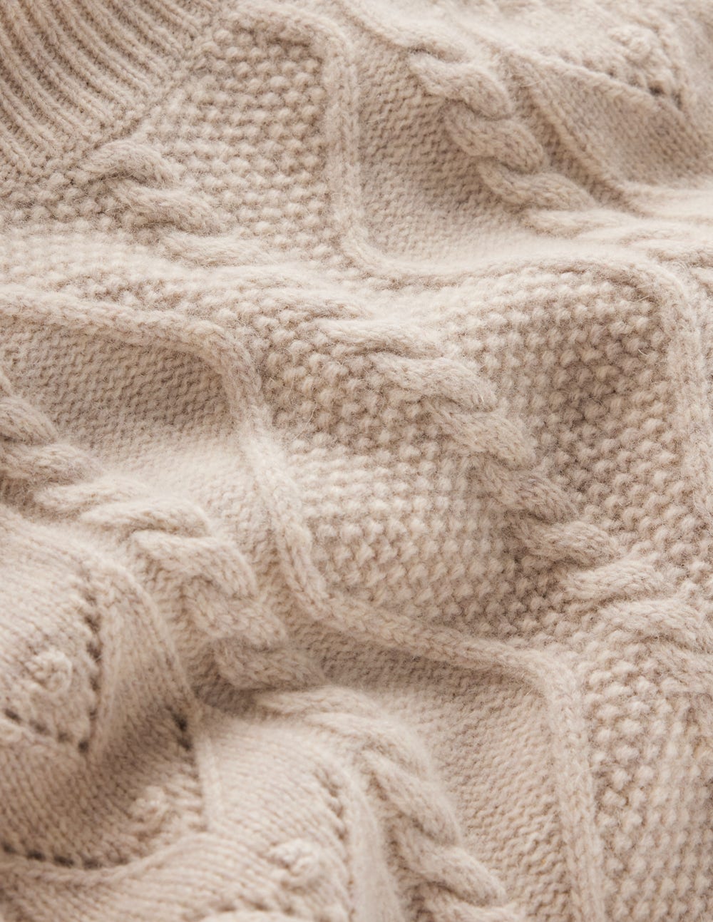 Marion Merino High Neck Jumper-Barley Cable