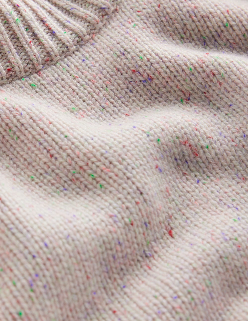 Chunky Cashmere Jumper-Ivory, Multi Neps