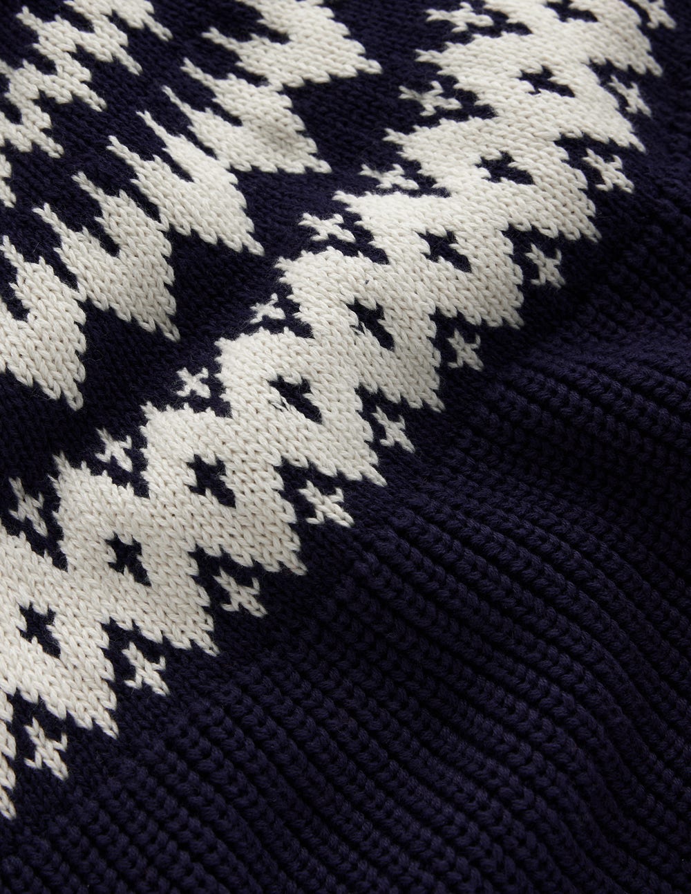 Bianca Cotton High Neck Jumper-Navy Fair Isle