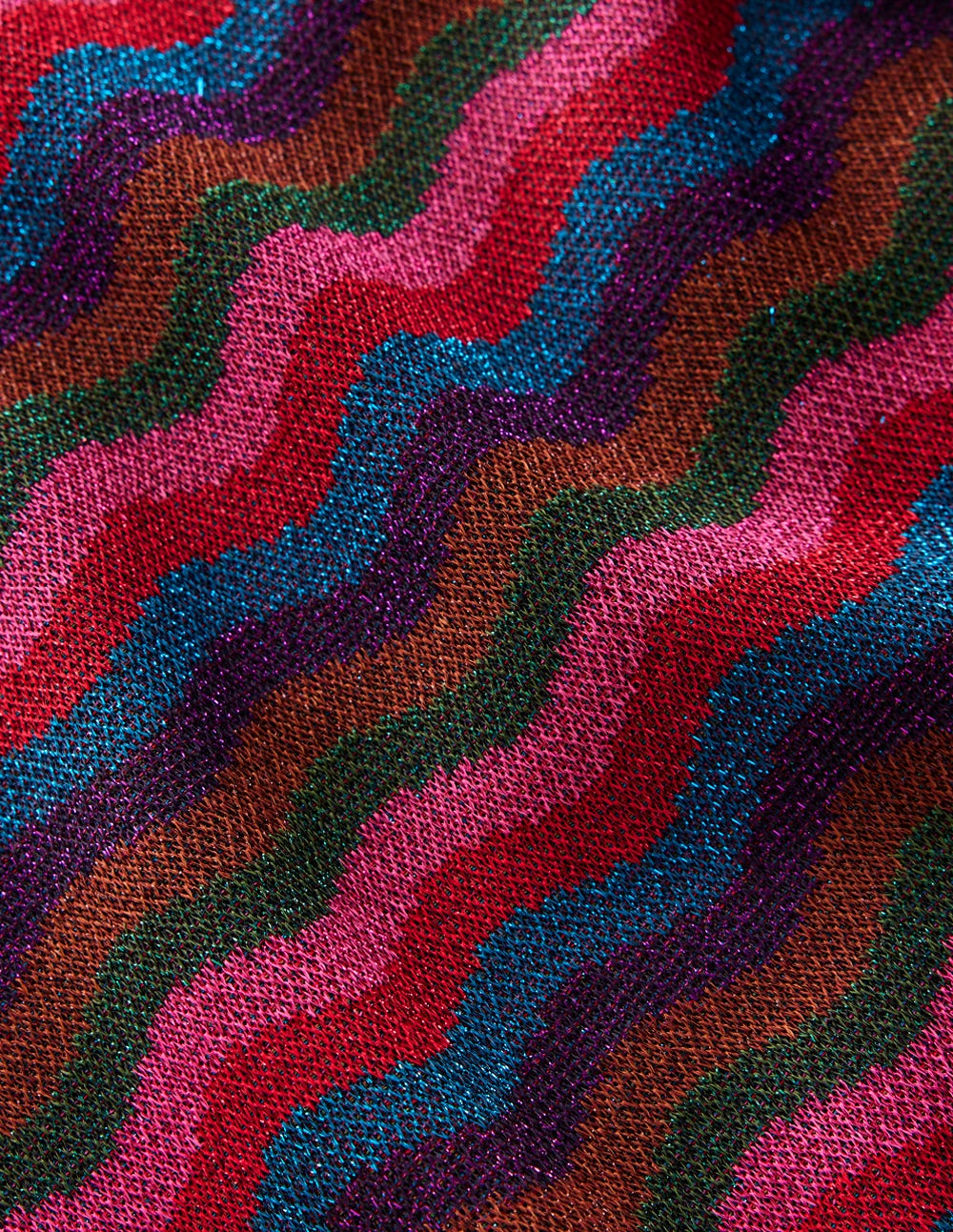 Jacquard Knitted T-Shirt-Multi