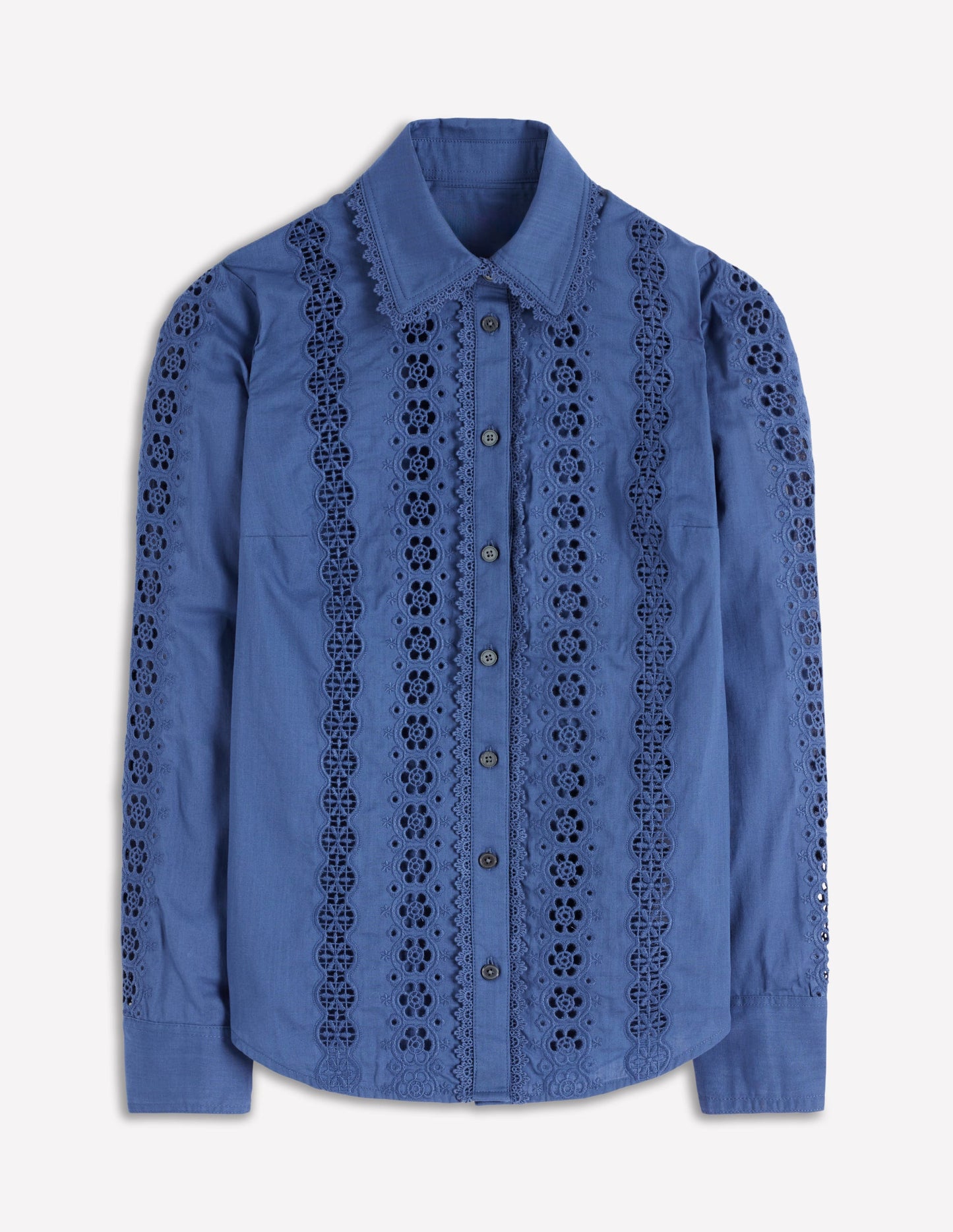 Sienna Broderie Detail Shirt-Denim Blue