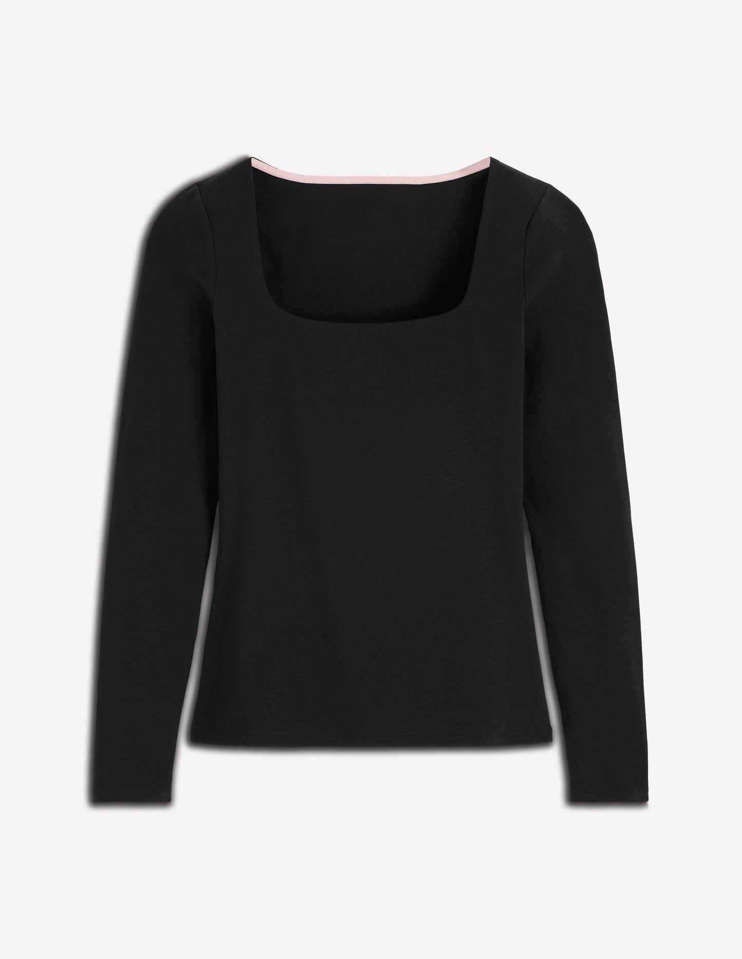Double Layer Square Neck Top-Black