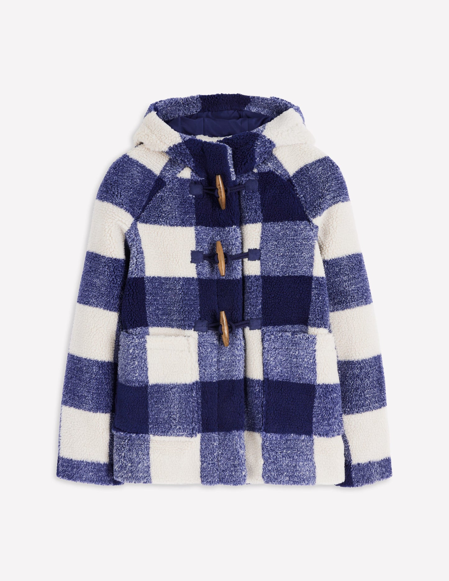 Borg Duffle Coat-College Navy Gingham