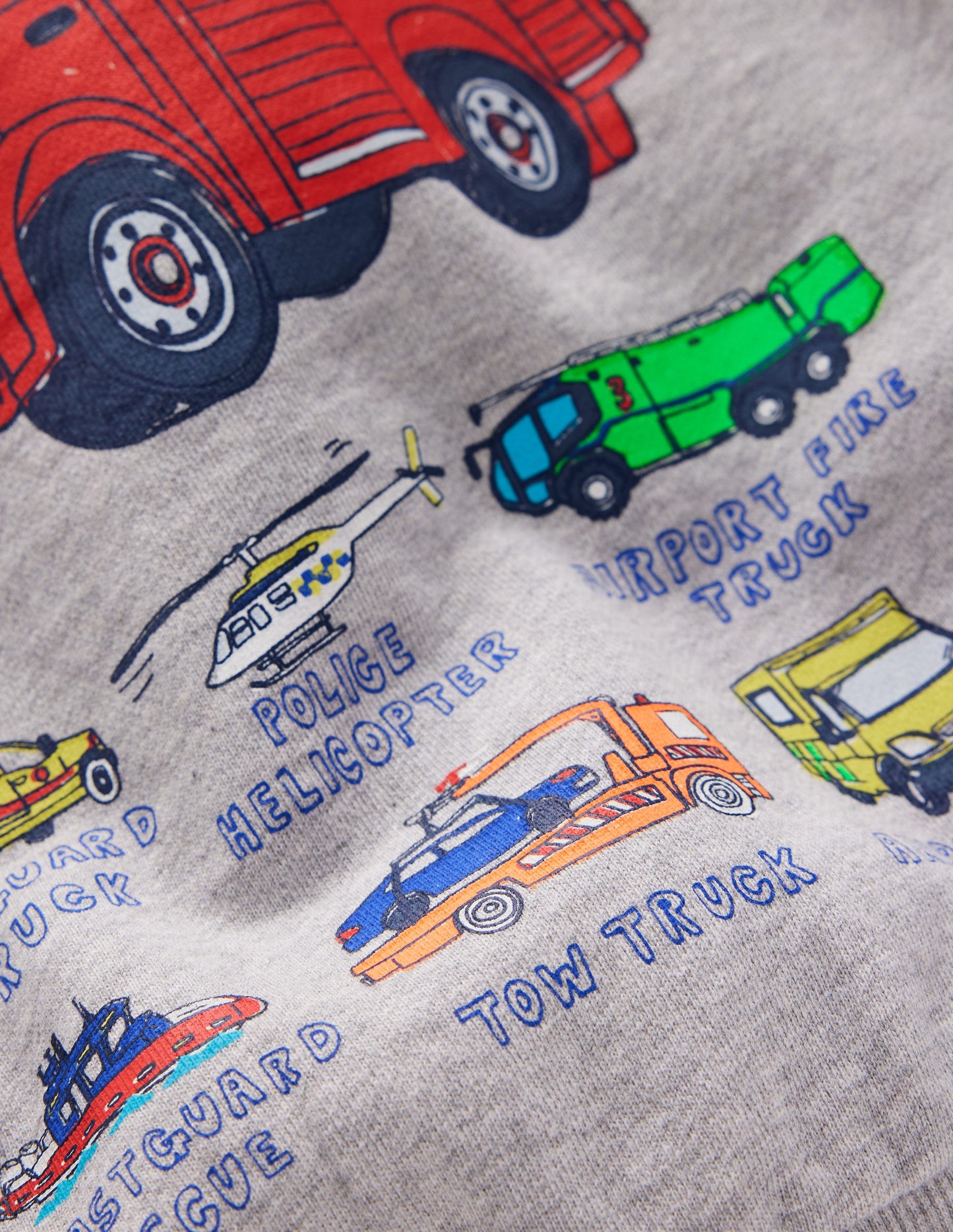 Front and Back Hoodie-Grey Marl Firetrucks