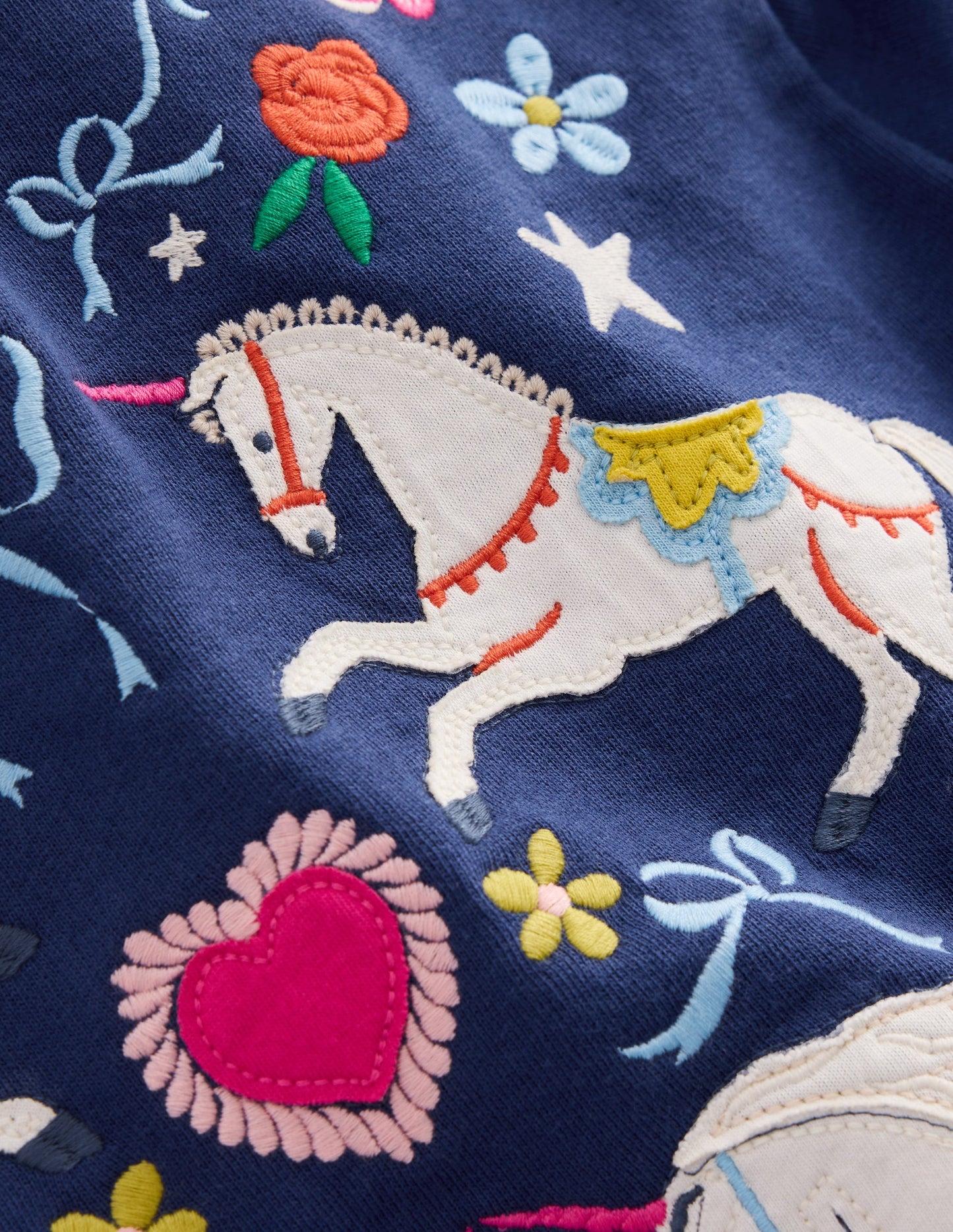 Bobbie Appliqué Sweatshirt-Navy Unicorns