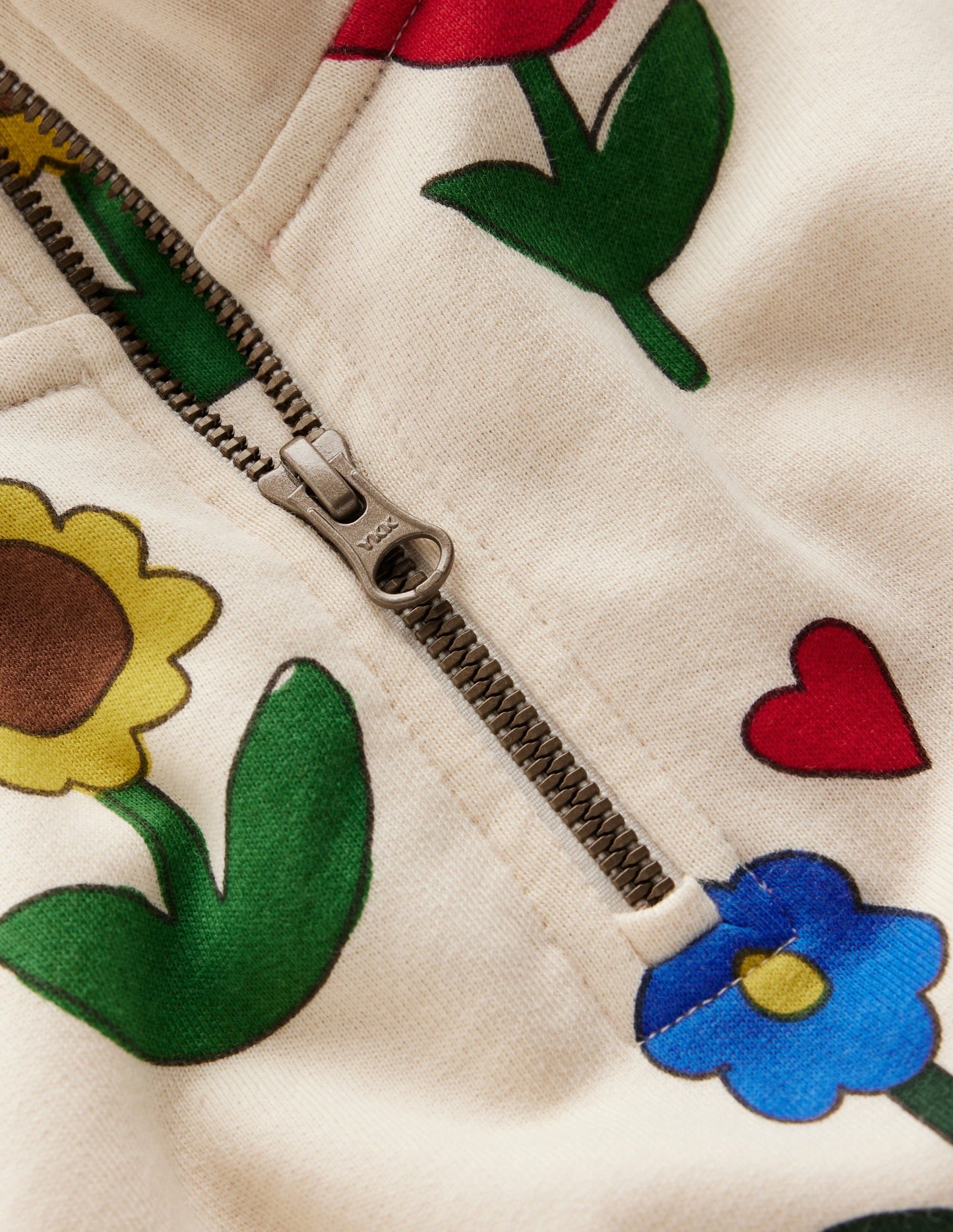 Half Zip Sweat Dress-Calico White Sunflower Garden