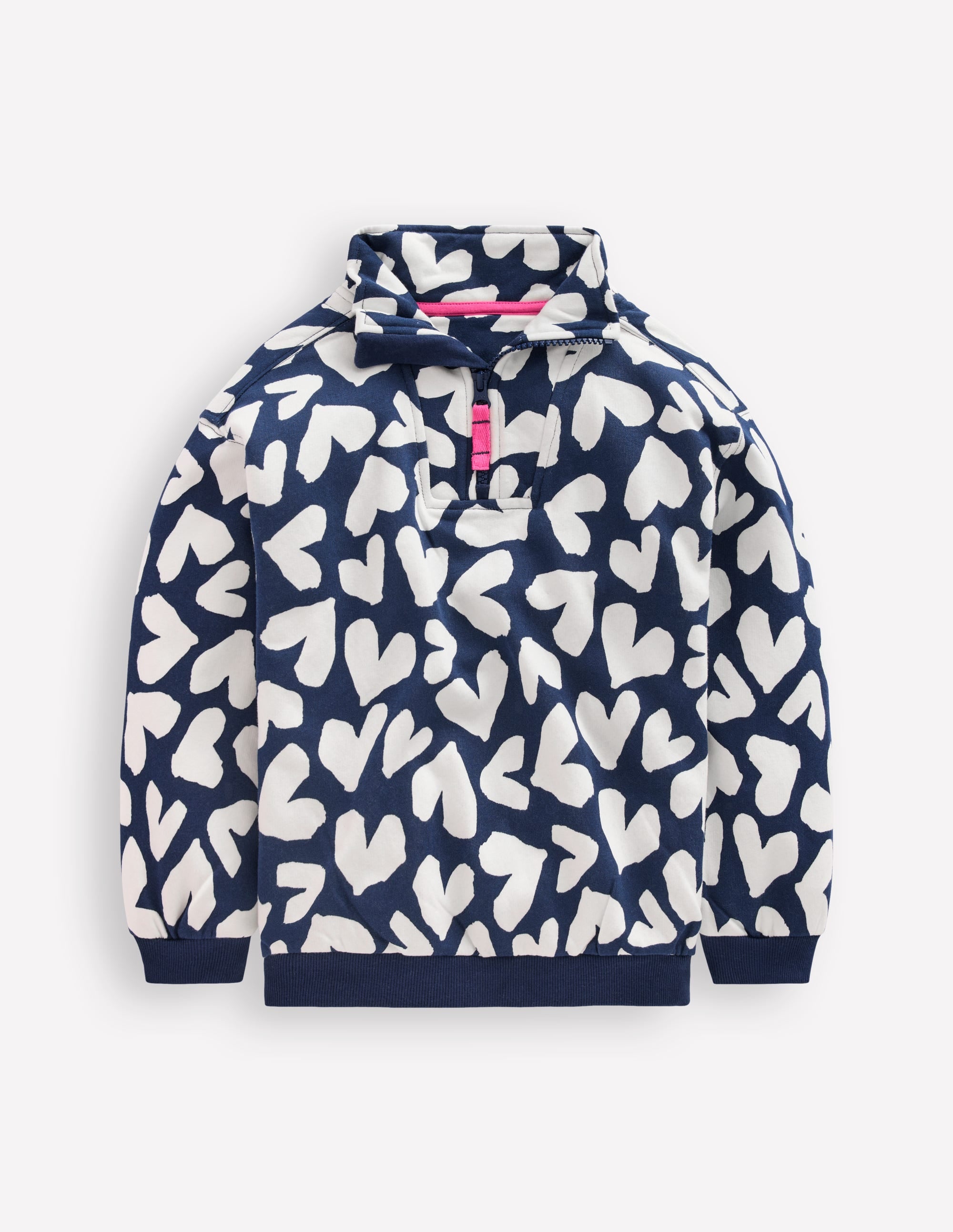 Half-zip Sweatshirt-Navy Hearts | Boden UK