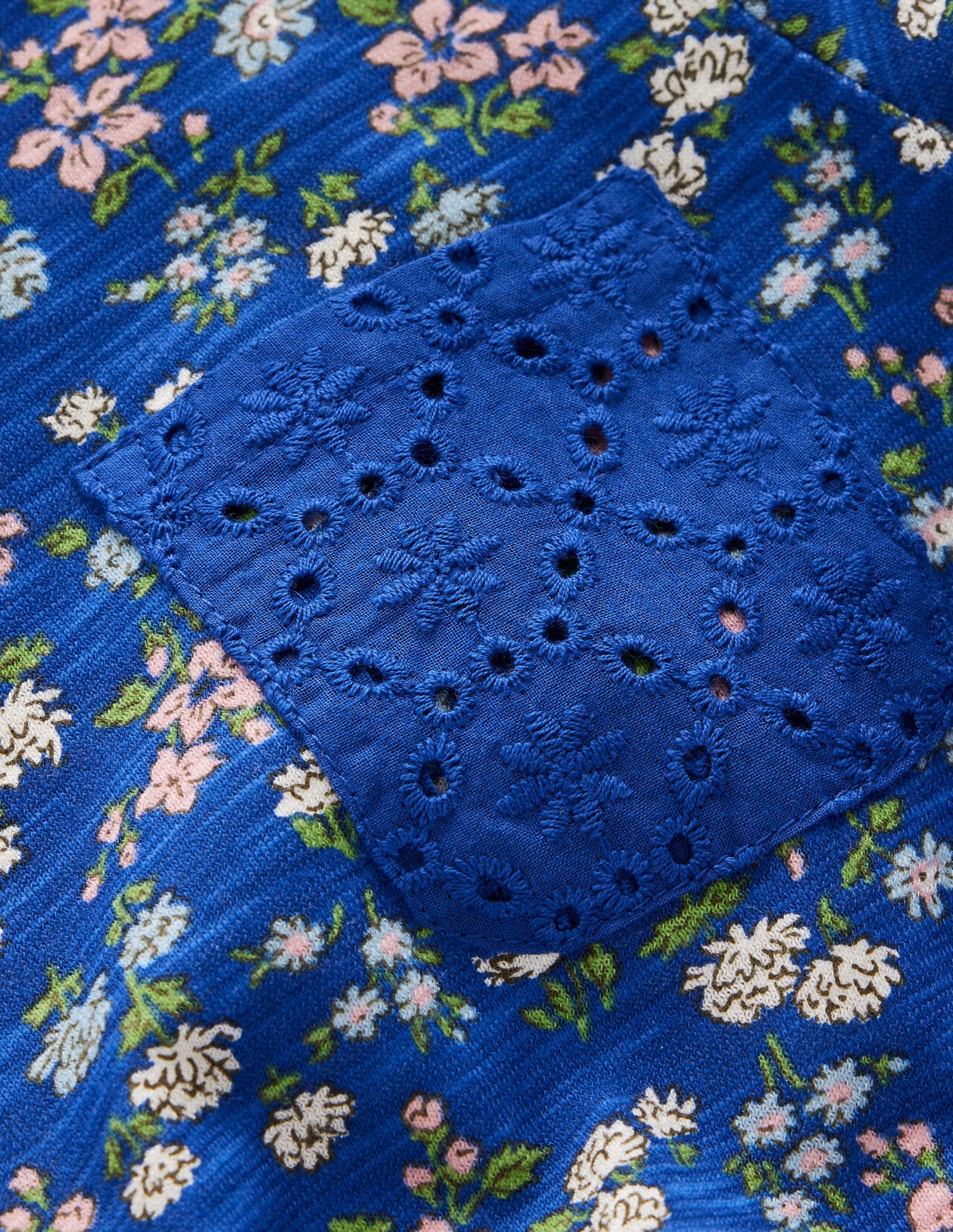 Broderie Pocket Jersey Dress-Sapphire Blue Meadow Floral