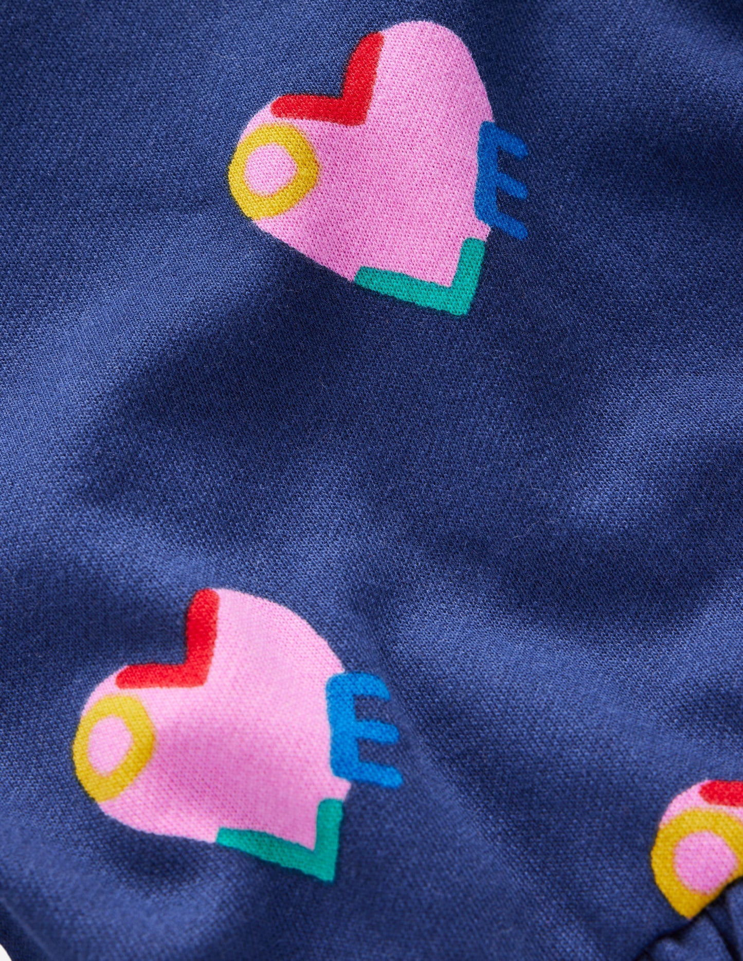 Drop Shoulder Sweat Dress-Starboard Blue Love Hearts