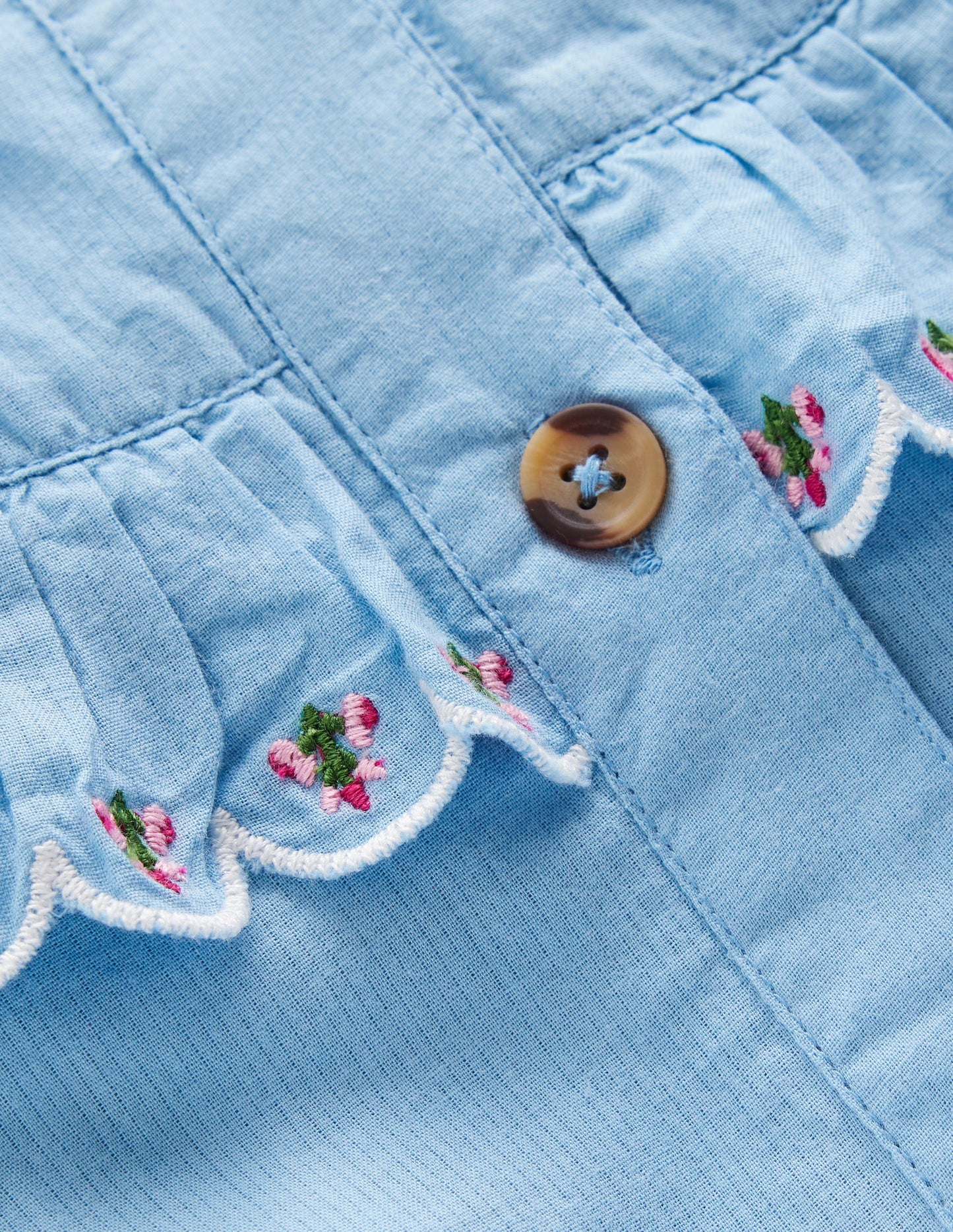 Button Through Blouson Dress-Glacier Blue