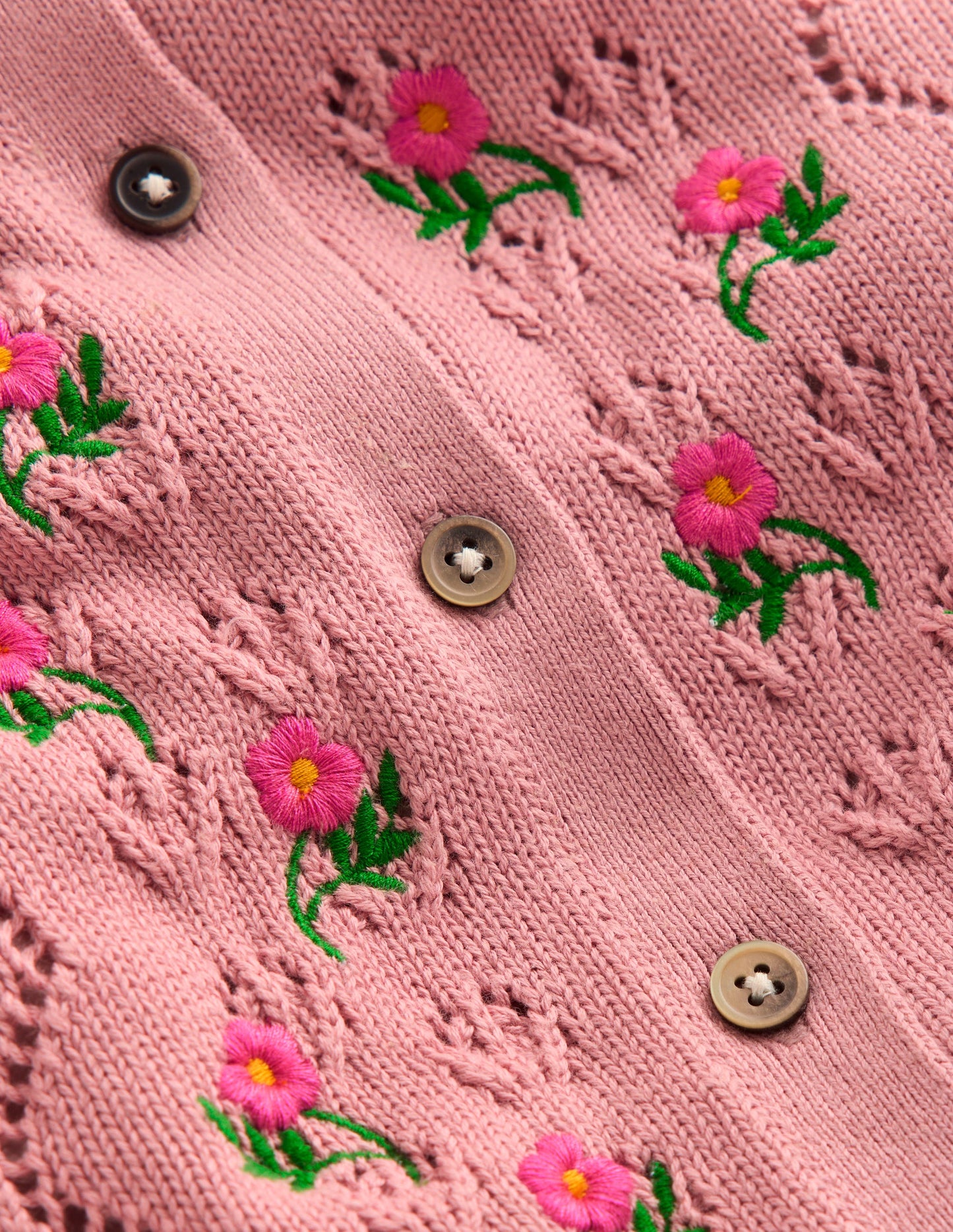 Collared Pointelle Cardigan-Vintage Pink