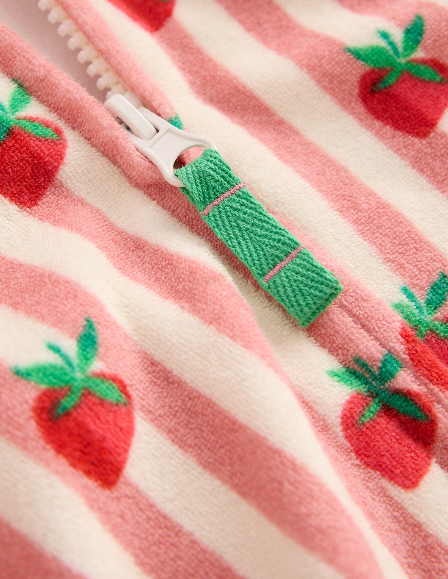Relaxed Towelling Hoodie-Blush Strawberry Stripe