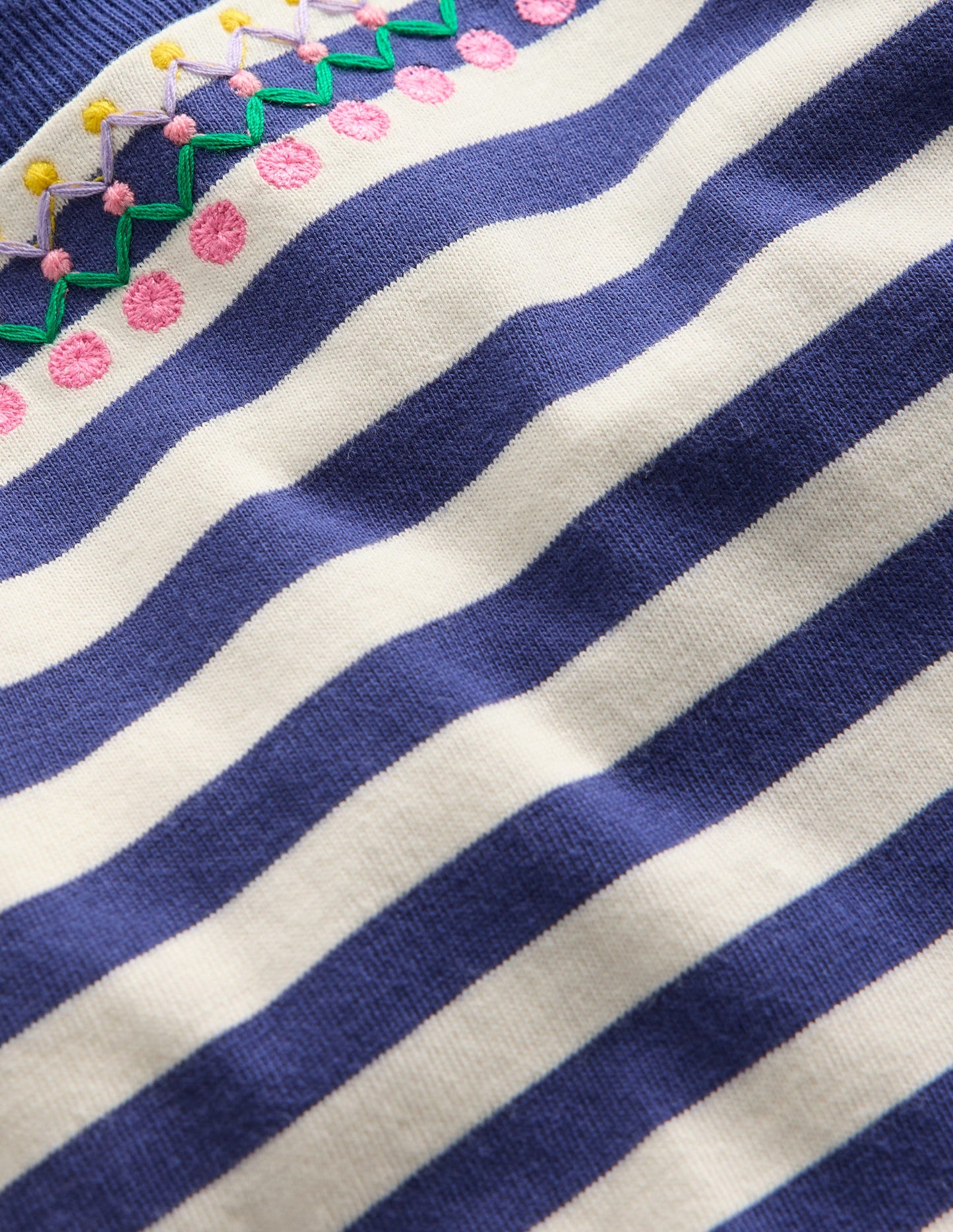 Relaxed Embroidered T-shirt-Navy Stripe