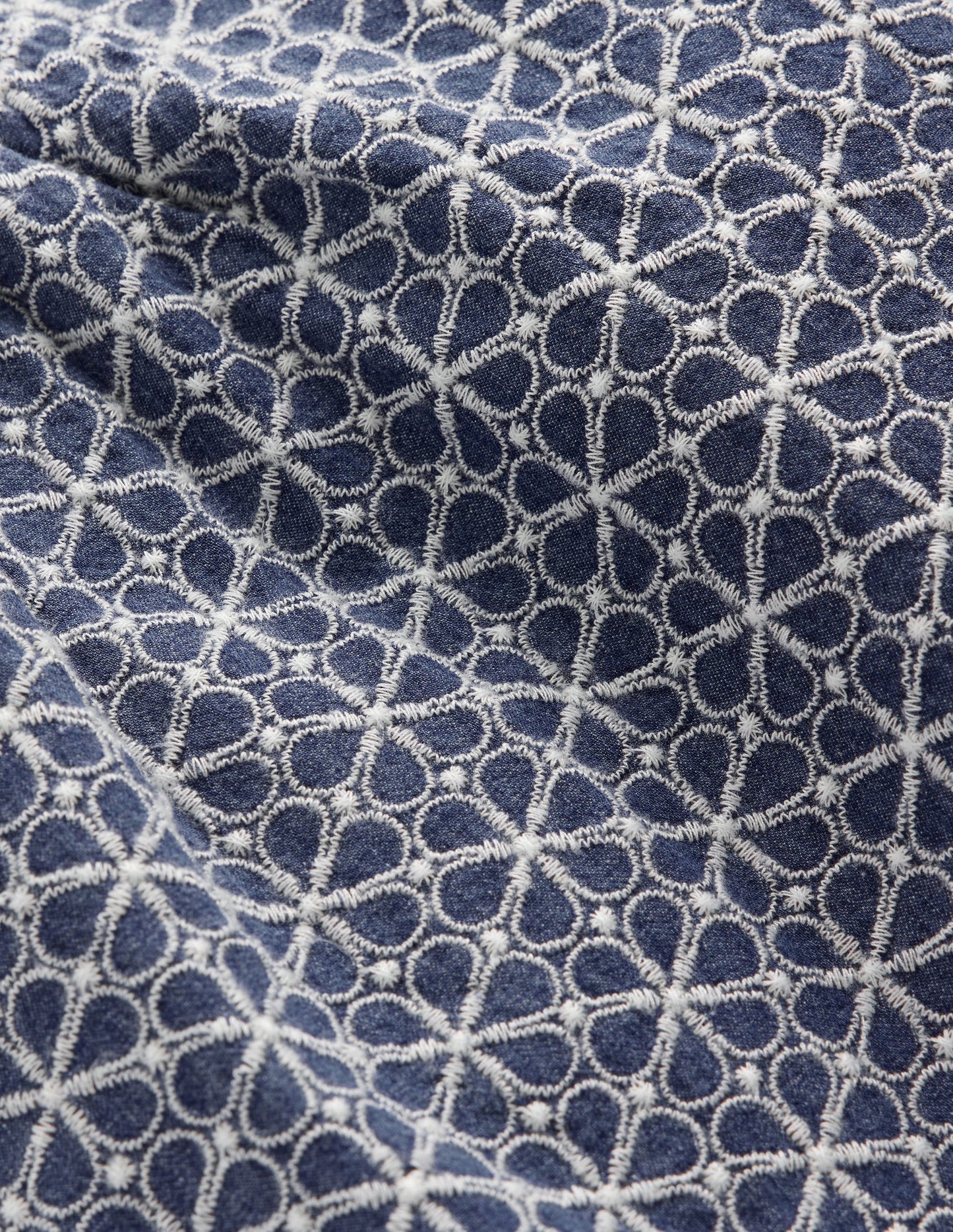 Puff Sleeve Woven Top-Chambray Broderie