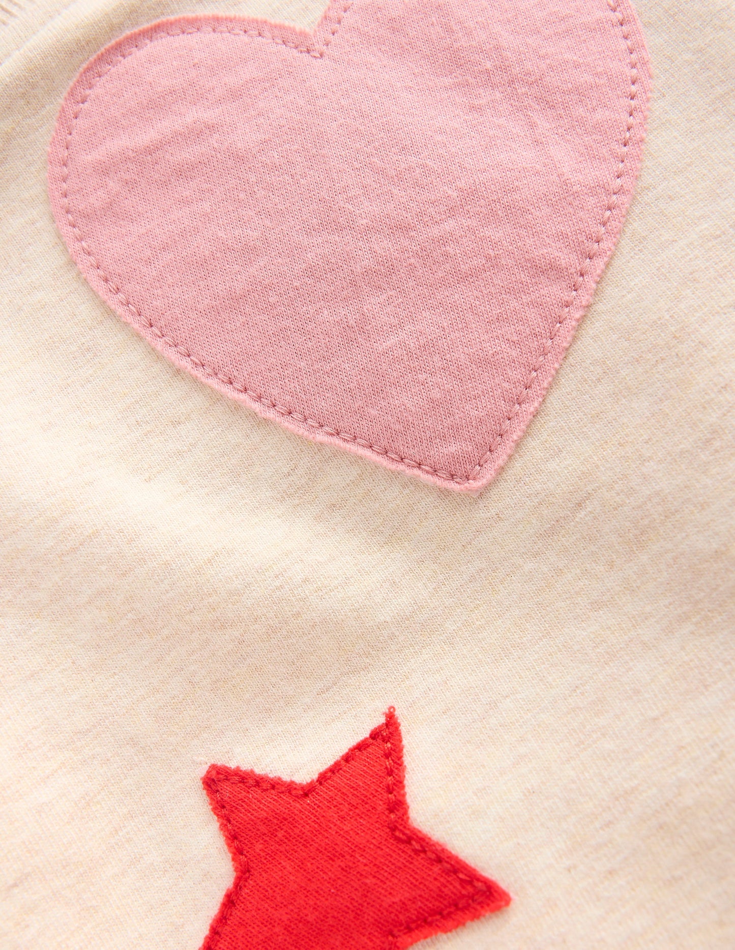 Applique Sweatshirt Set-Oatmeal Hearts & Star Applique