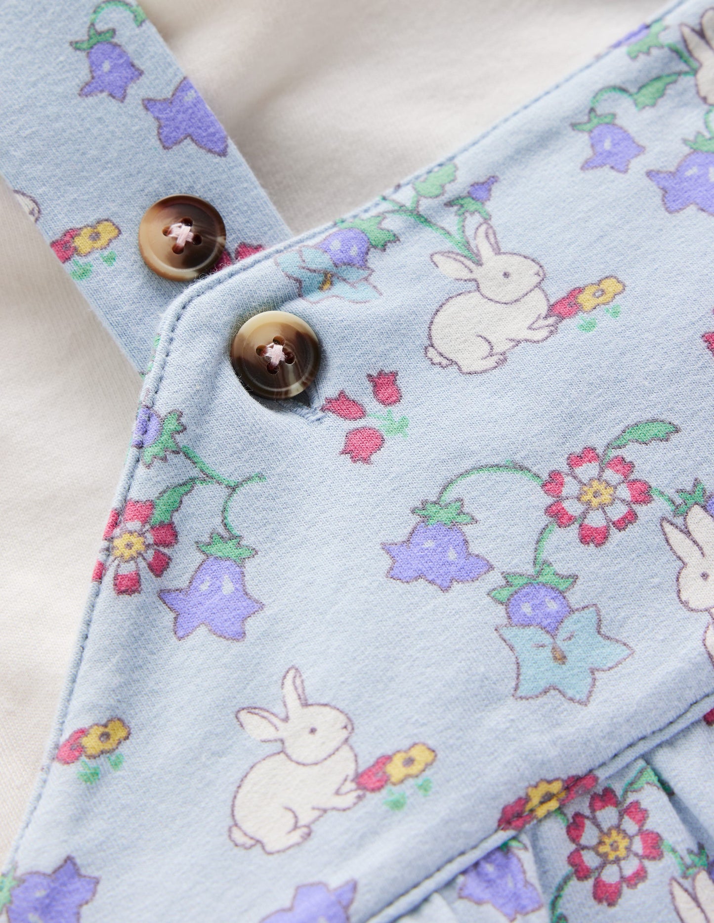 Jersey Dungaree Set-Misty Blue Bunny Floral