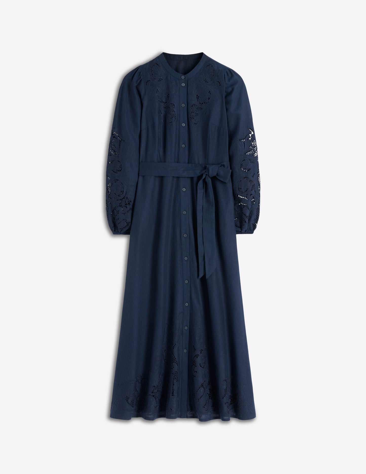 Mae Linen Blend Shirt Dress-Navy