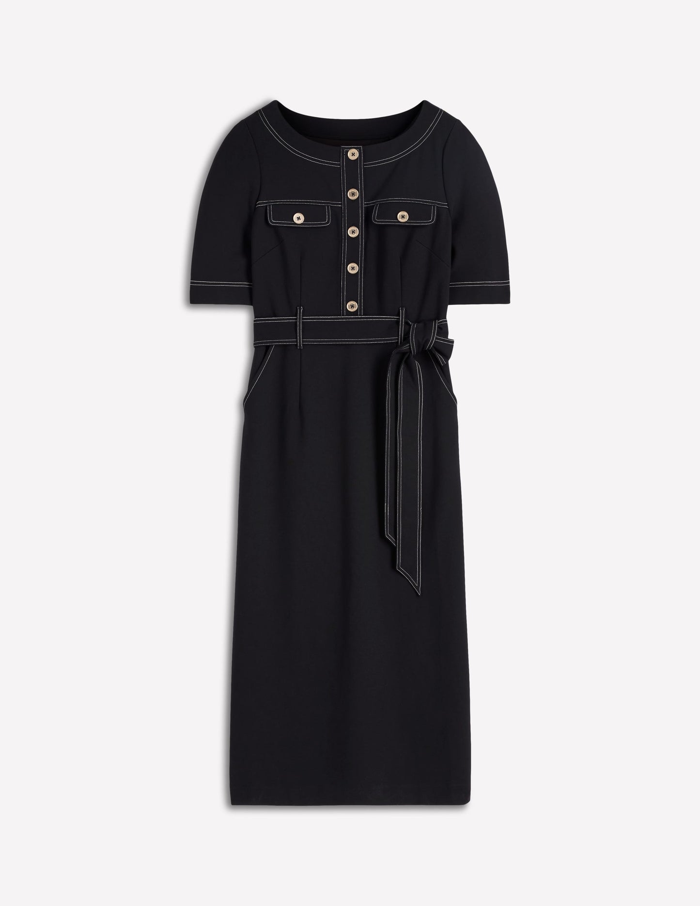 Bria Ponte Midi Dress-Black