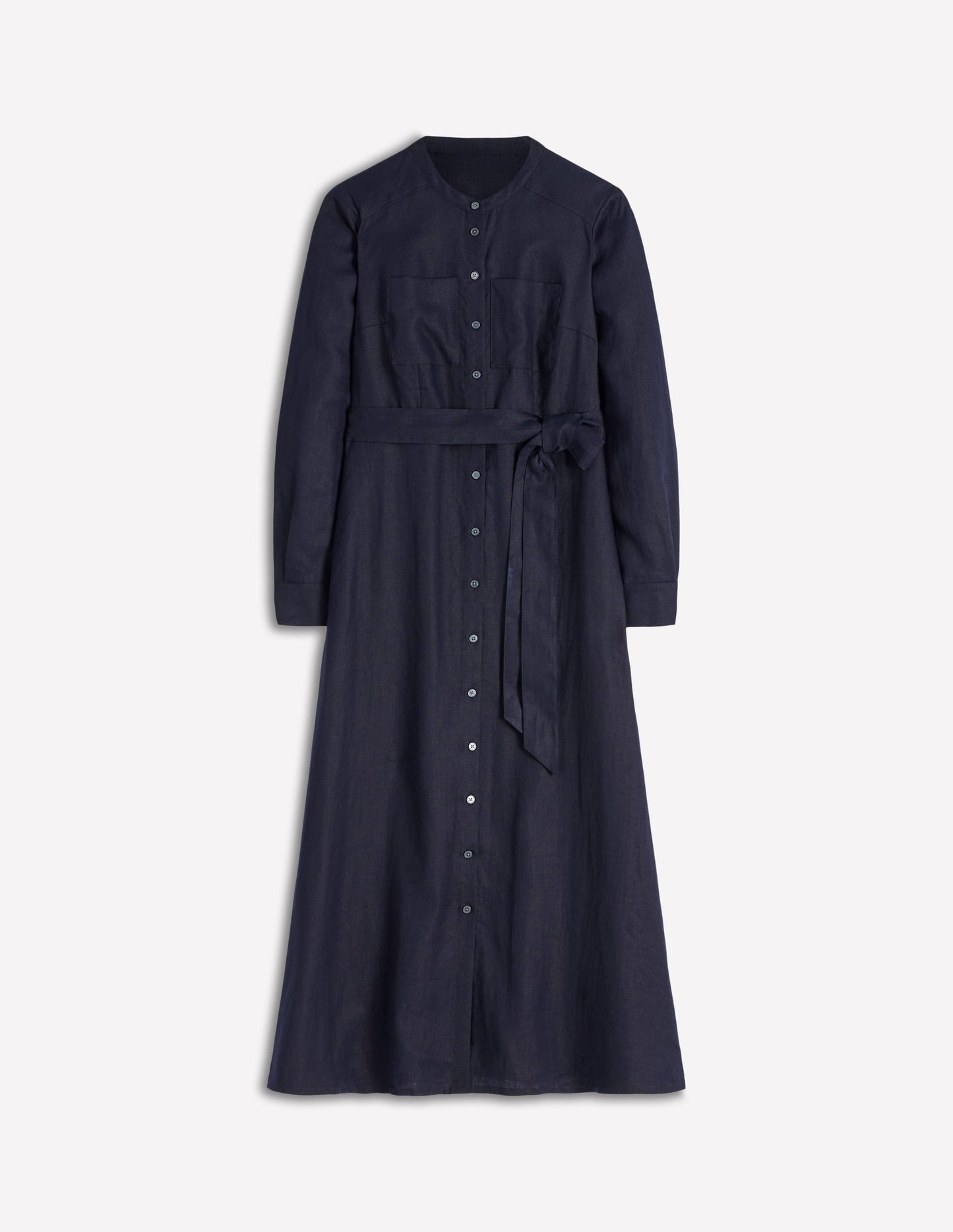 Mollie Linen Shirt Dress-Navy