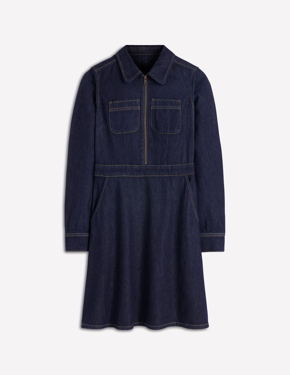 Flippy Denim Shirt Dress-Indigo Denim