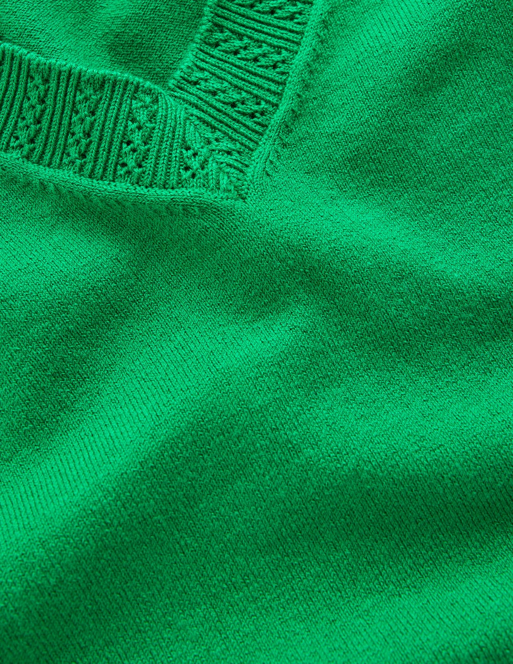 Emilia Cotton V-Neck Jumper-Rich Emerald