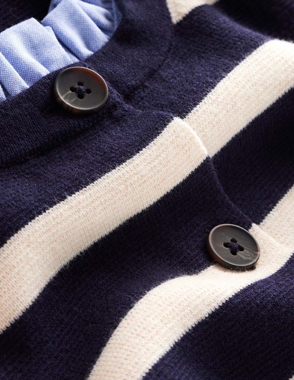 Joanna Fitted Knitted Jacket-Navy/ Warm Ivory Stripe