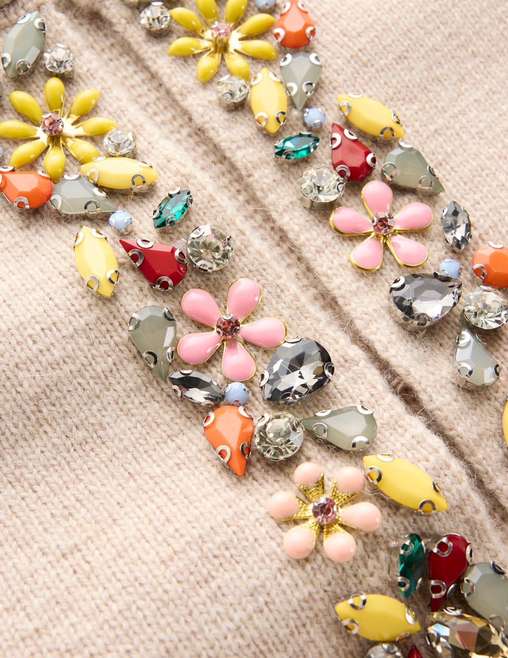 Embellished Crop Cardigan-Chinchilla Melange