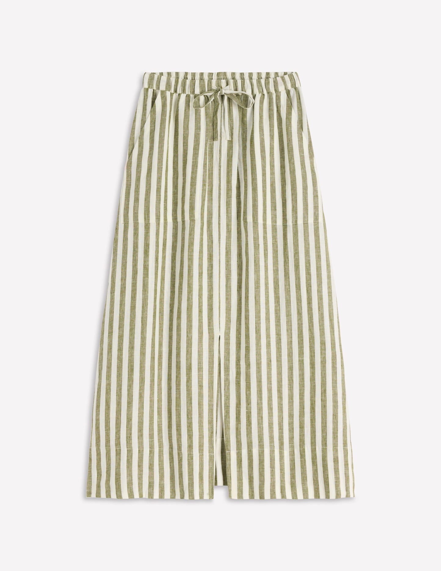 Layla Linen Skirt-Green Stripe