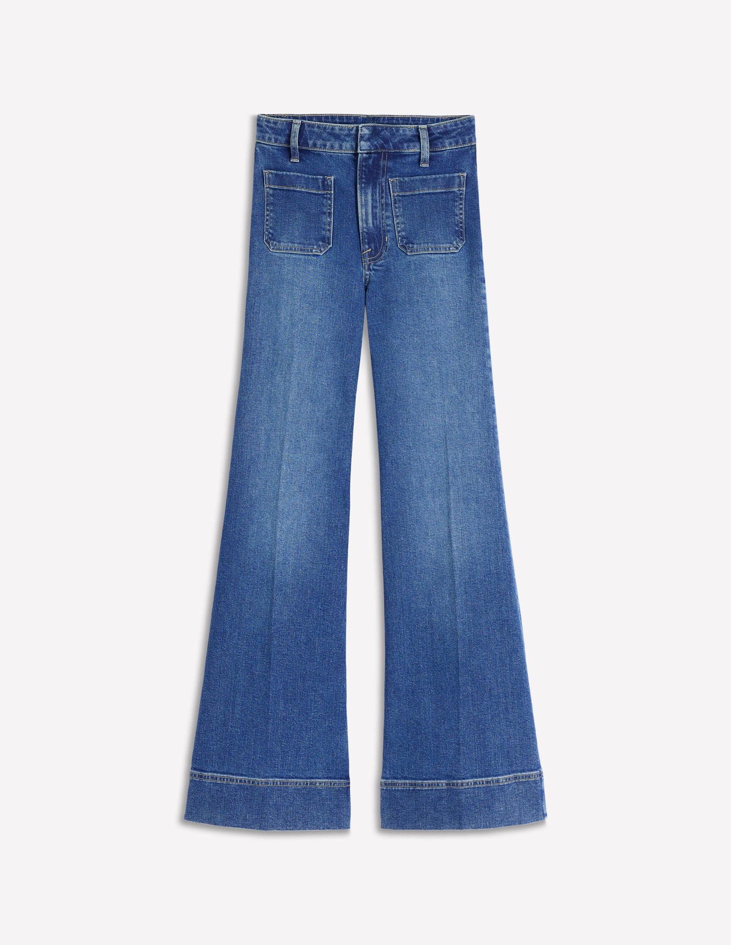 Patch Pocket Flare Jeans-Mid Vintage