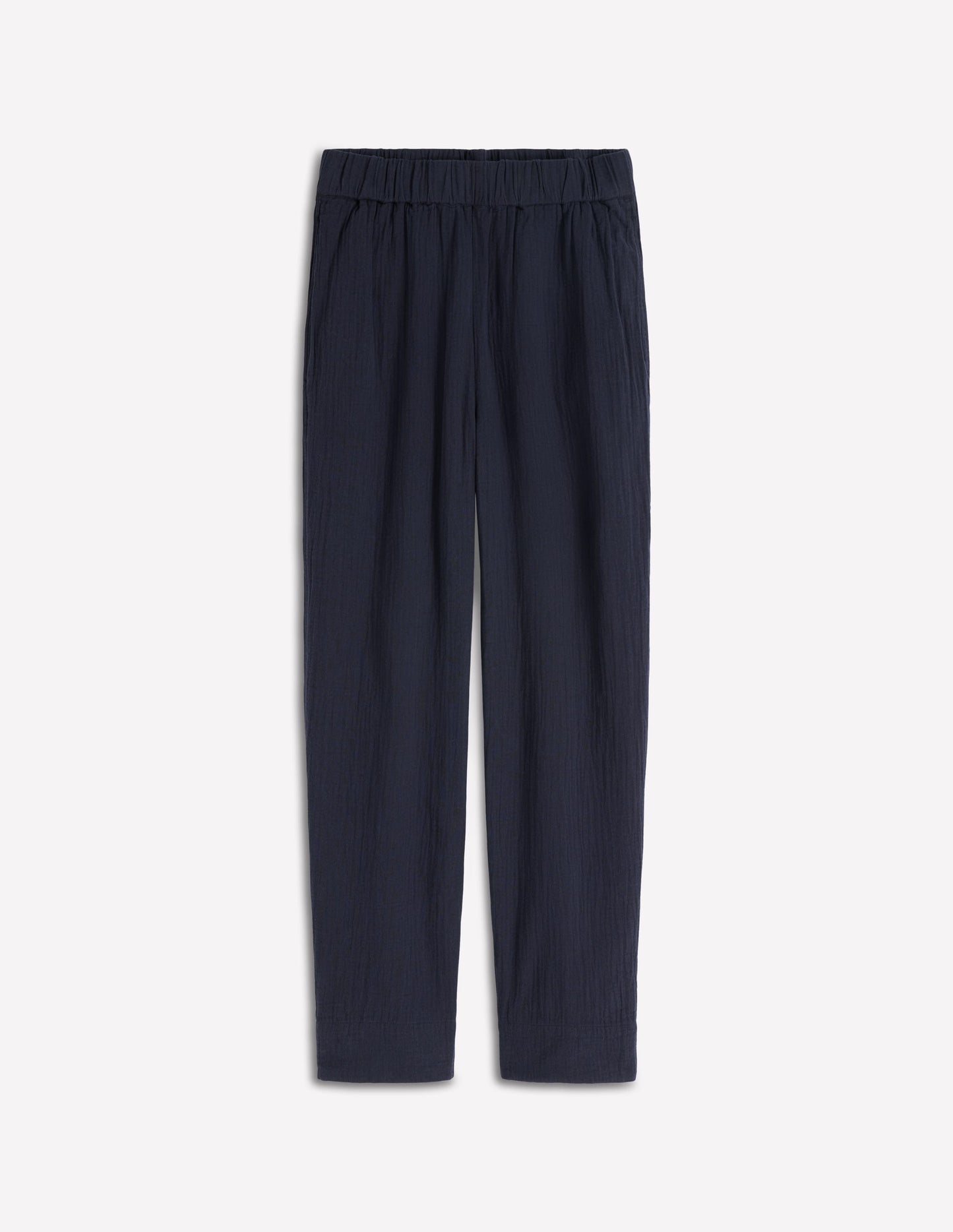 Double Cloth Crop Trousers-Navy
