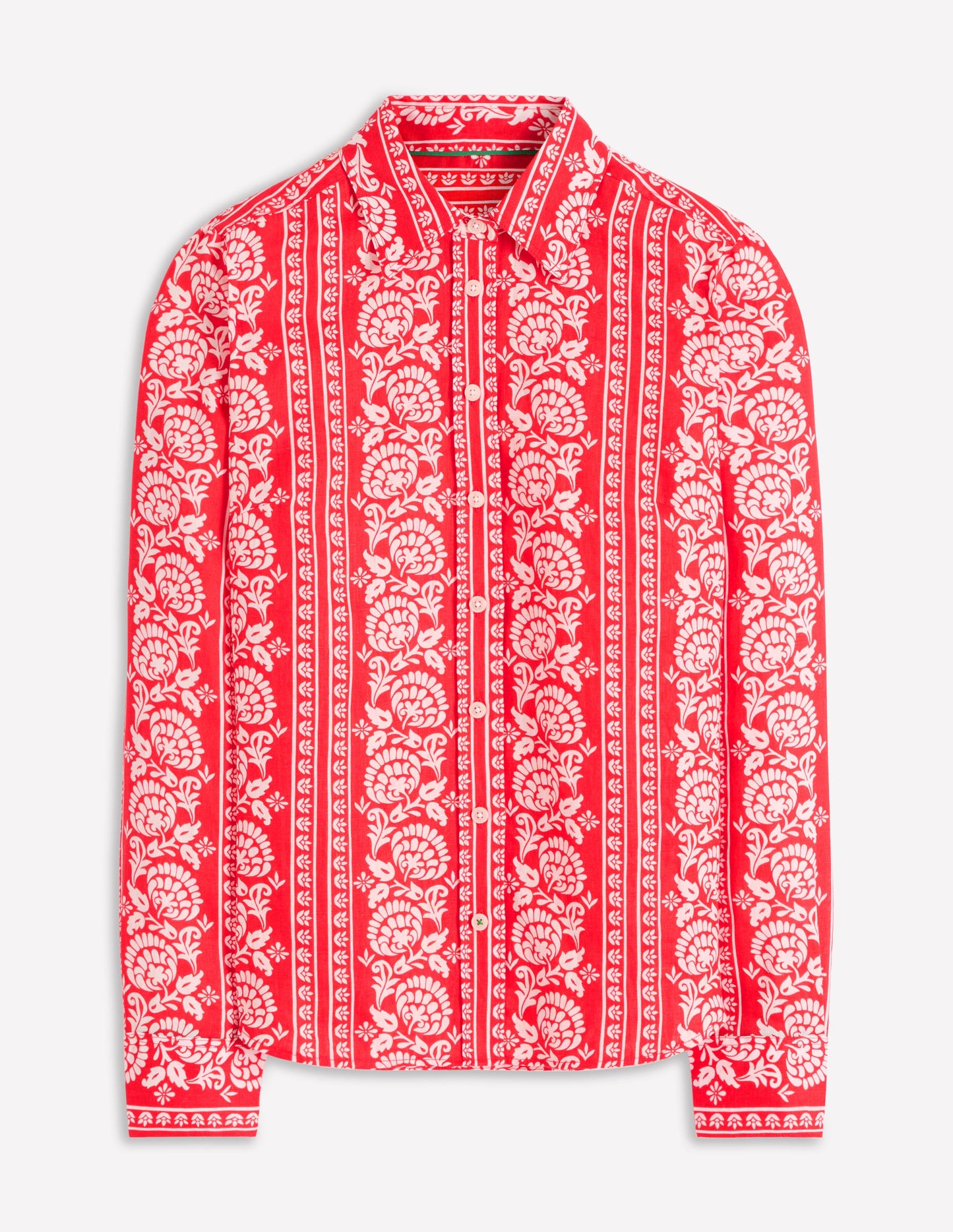 Sienna Linen Shirt-Red, Ornate Floret