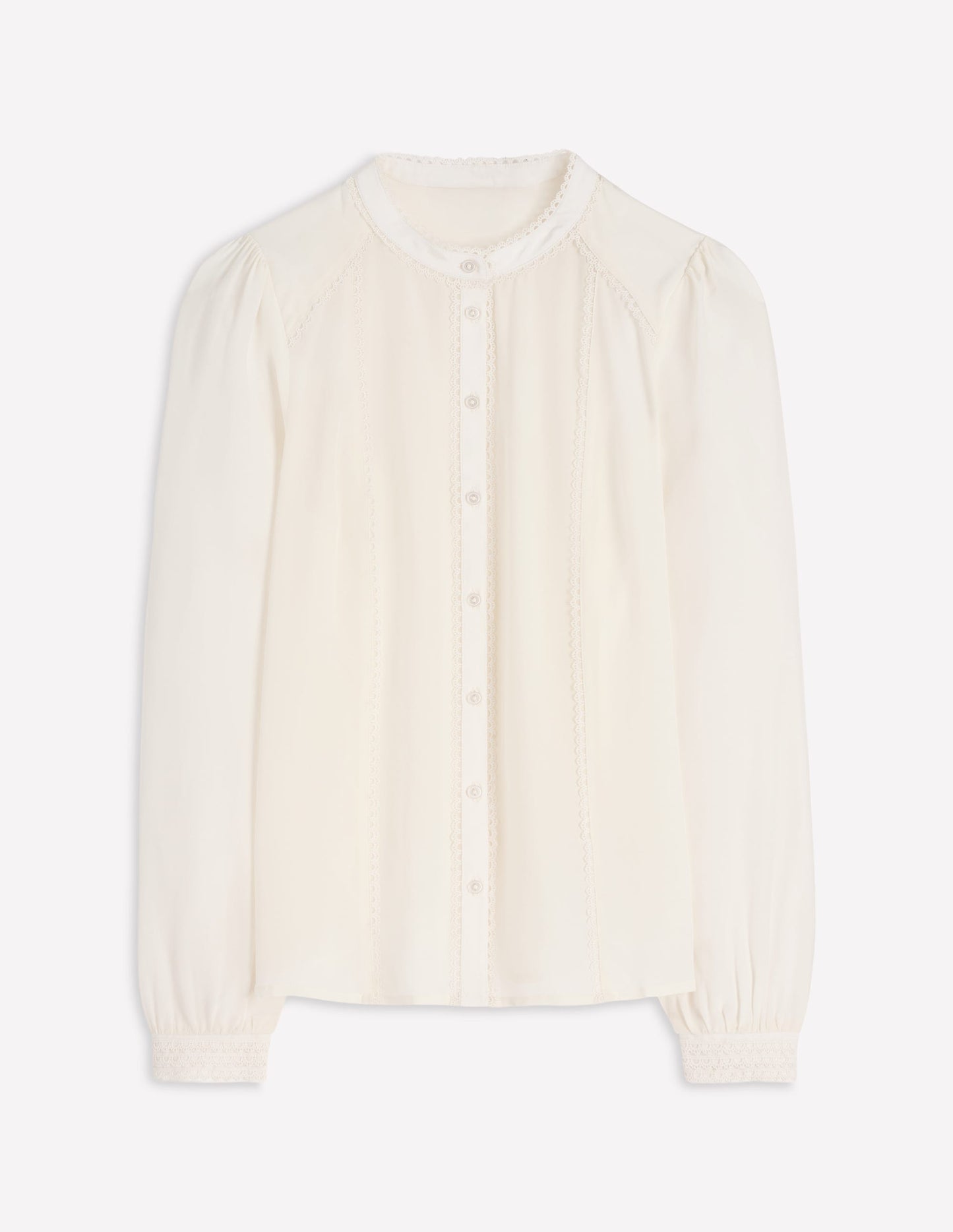Rhea Trim Detail Silk Top-Ivory