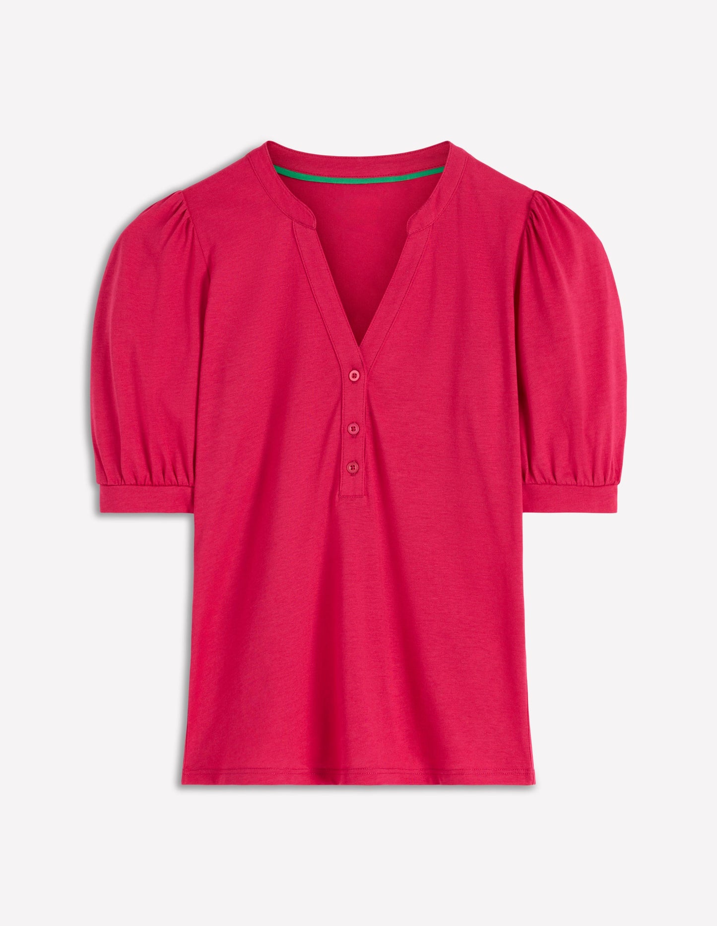 Short Sleeve Open Neck Henley-Pomegranate