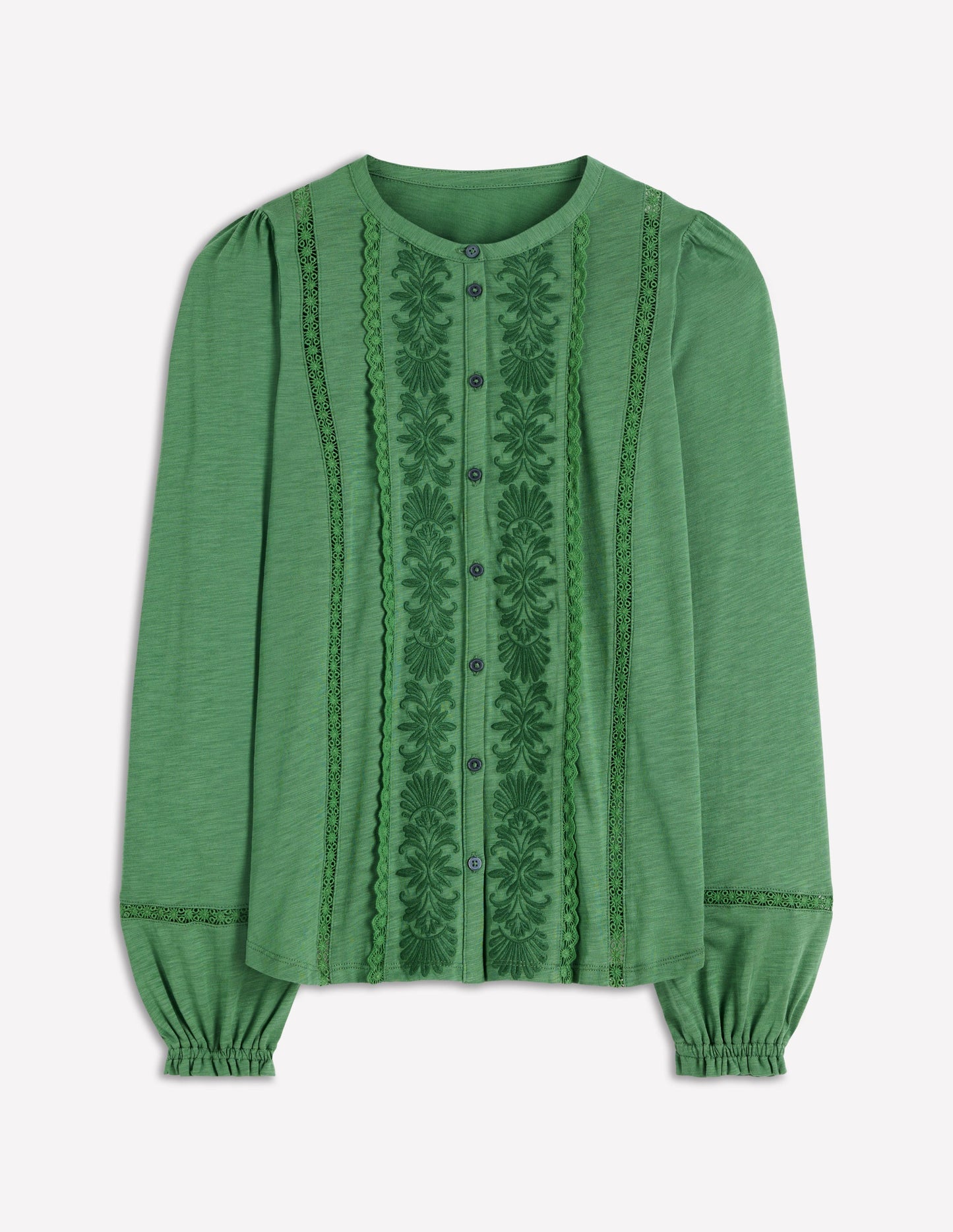 Embroidered Jersey Shirt-Willow Green