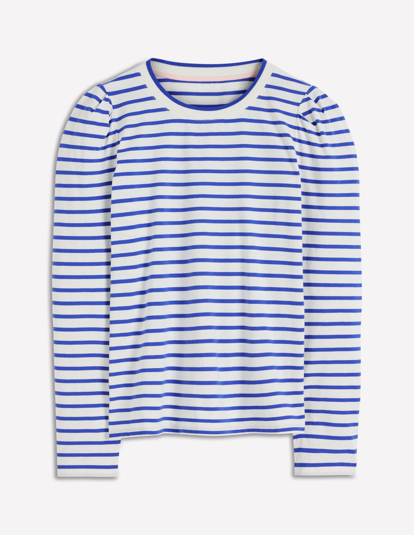 Pleat Sleeve Stripe Top-Beaucoup Blue and Ivory Stripe