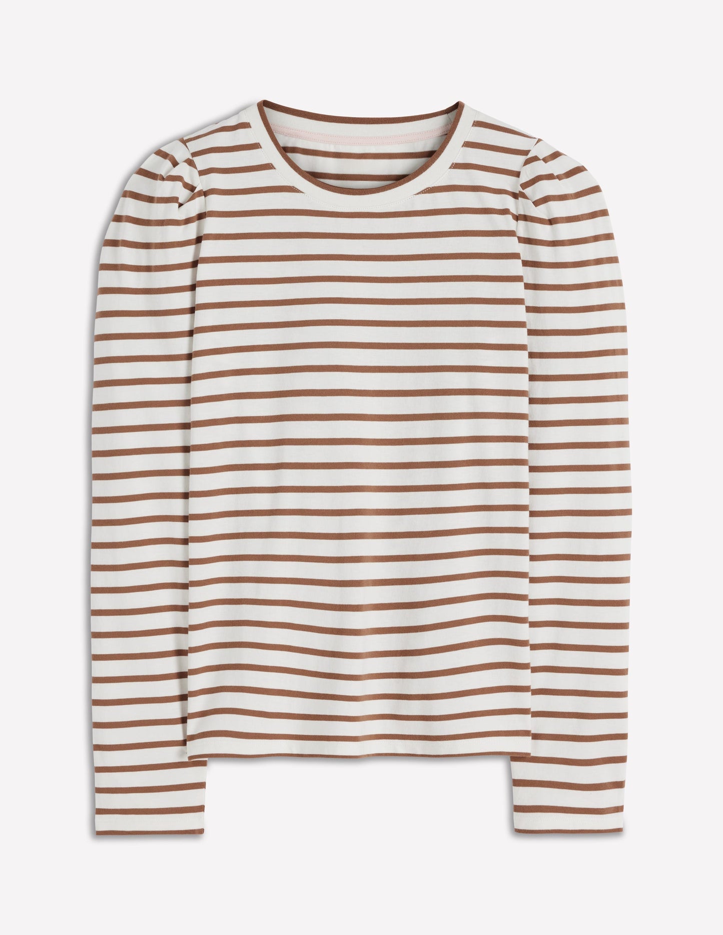 Pleat Sleeve Stripe Top-Ginger and Ivory Stripe