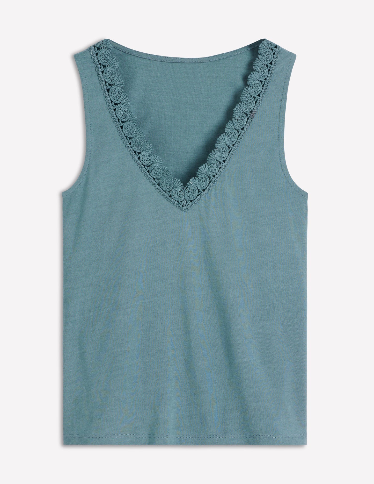 Flora Lace Trim Supersoft Vest-Captains Blue