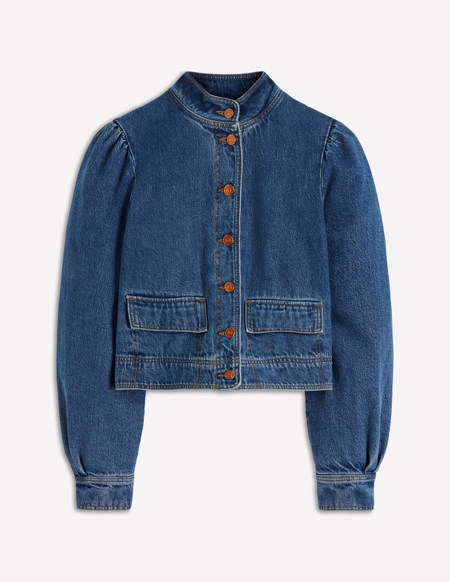 Topstitch Denim Jacket-Mid Wash, Denim