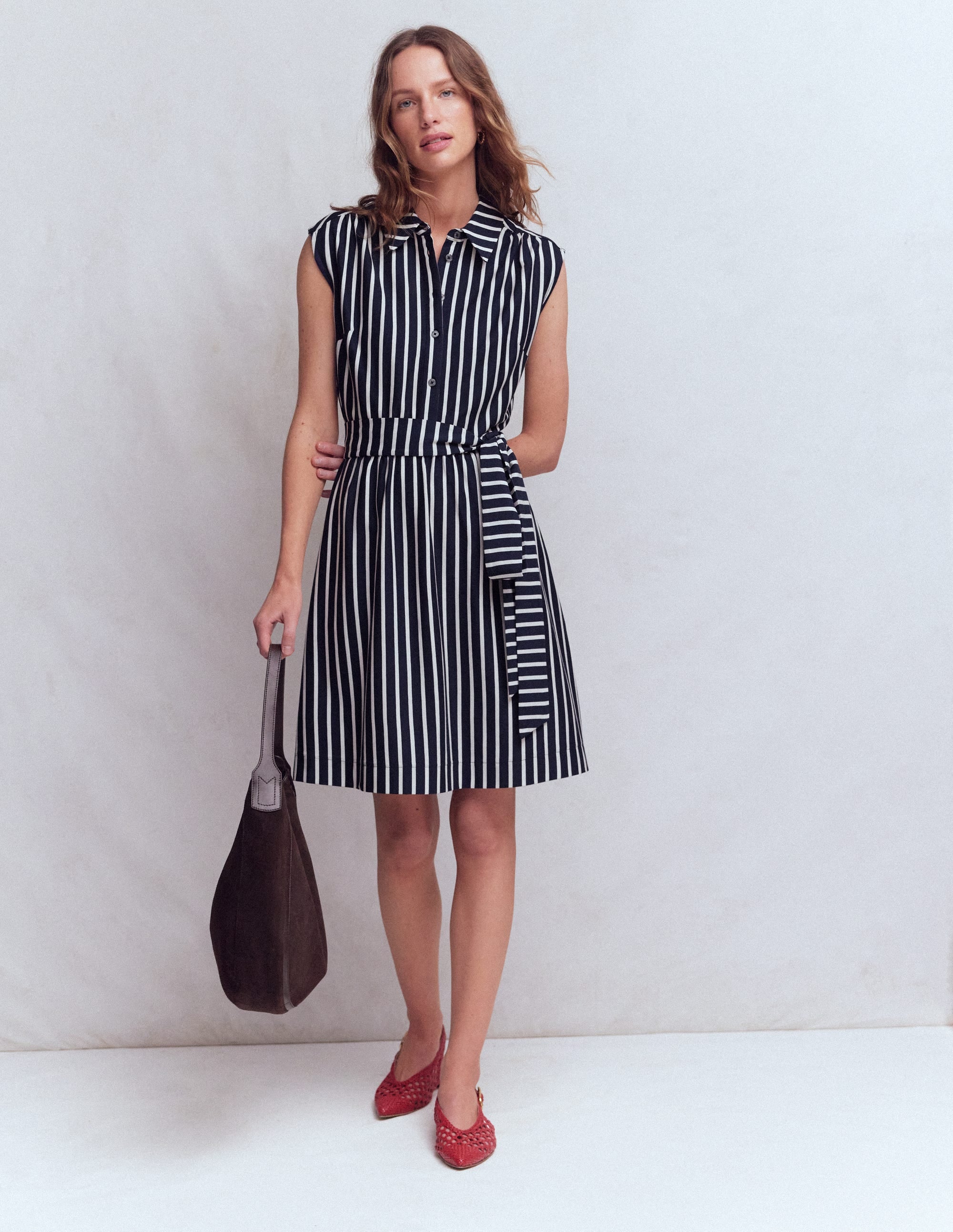 Honor Short Jersey Shirt Dress - Navy and White Stripe
