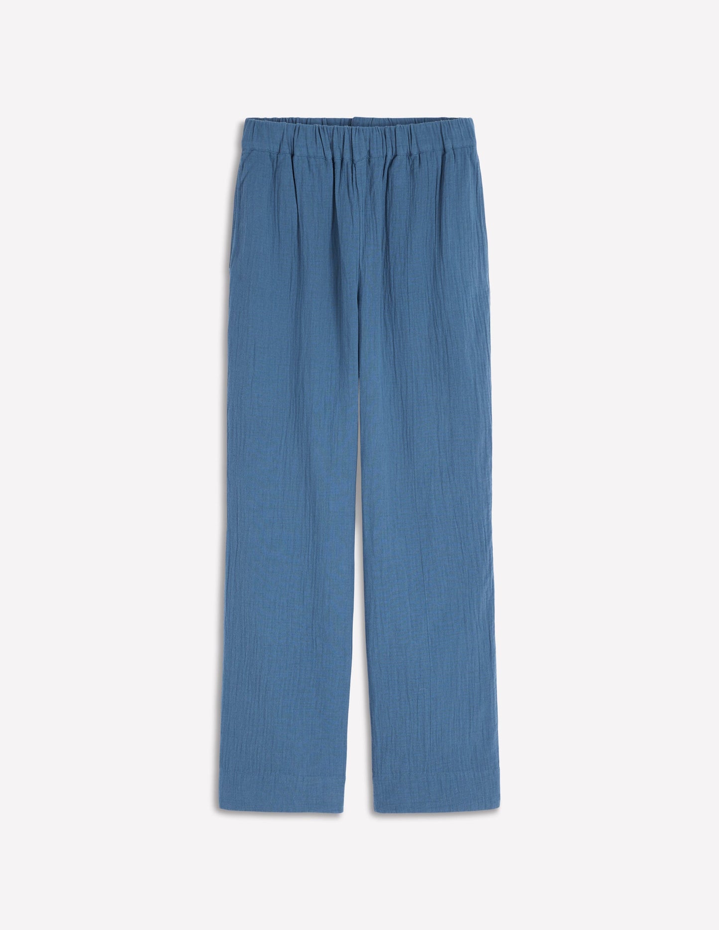 Pull-on Double Cloth Trousers-Tourmaline Blue