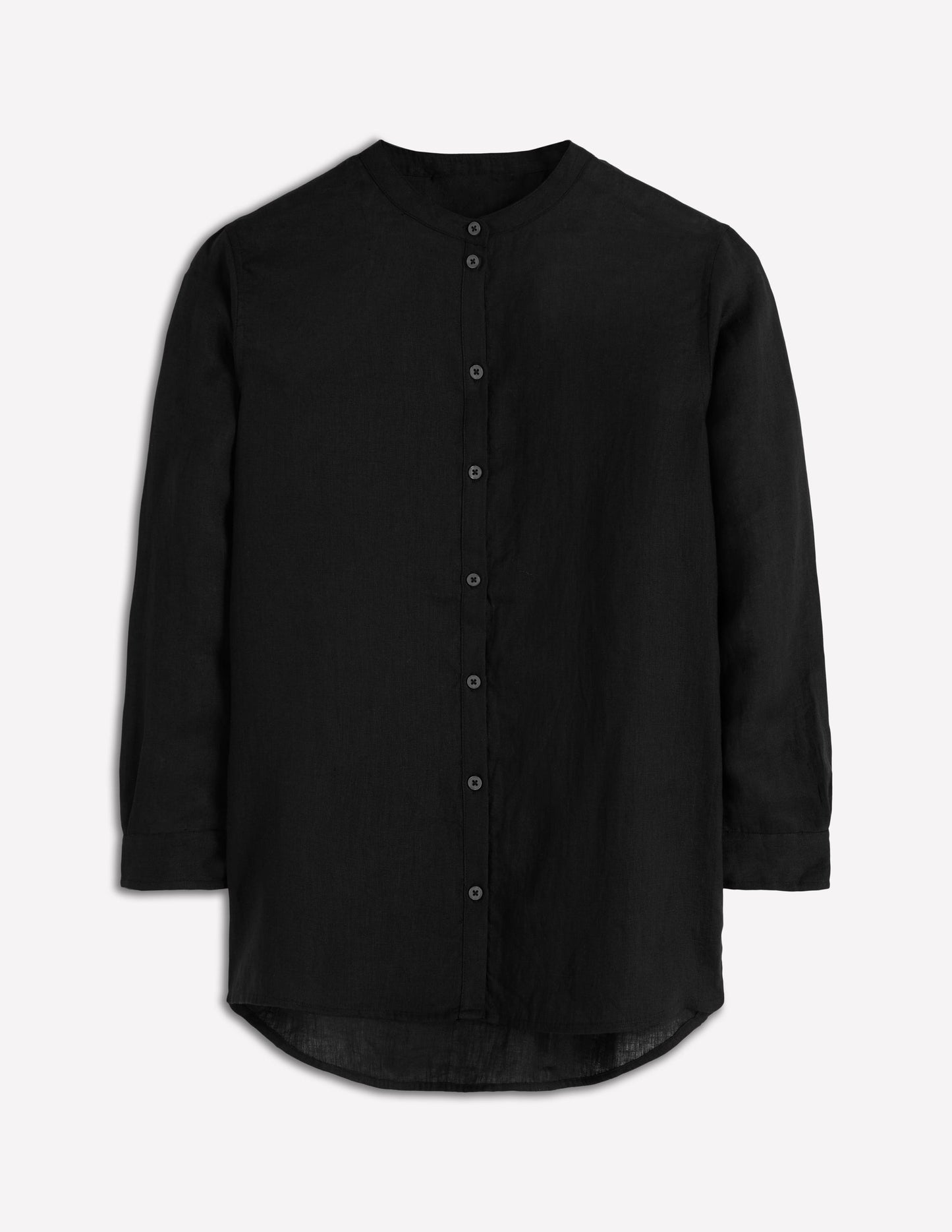 Longline Linen Shirt-Black