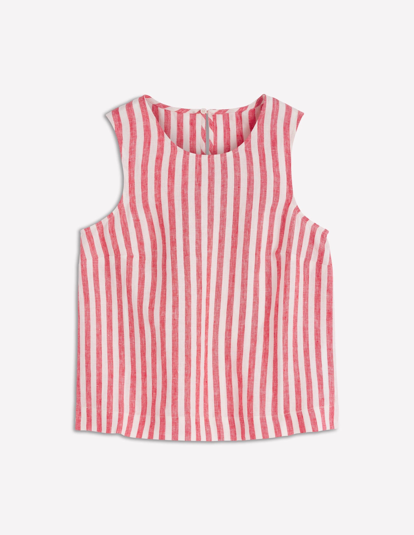 Sofia Linen Top-Poppy Red and Ivory Stripe