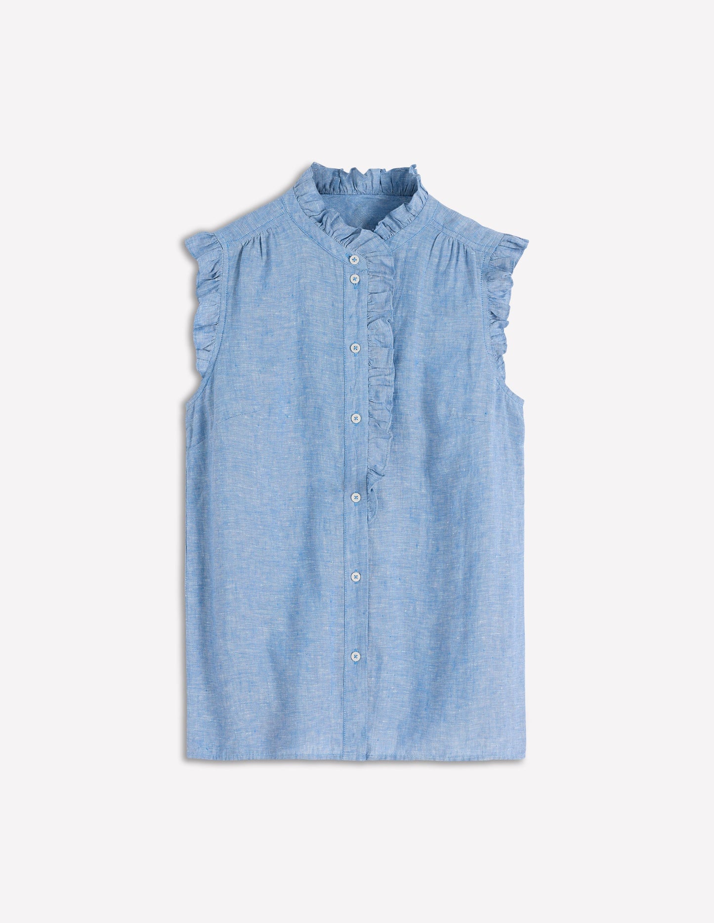 Isabel Sleeveless Linen Top-Blue Chambray