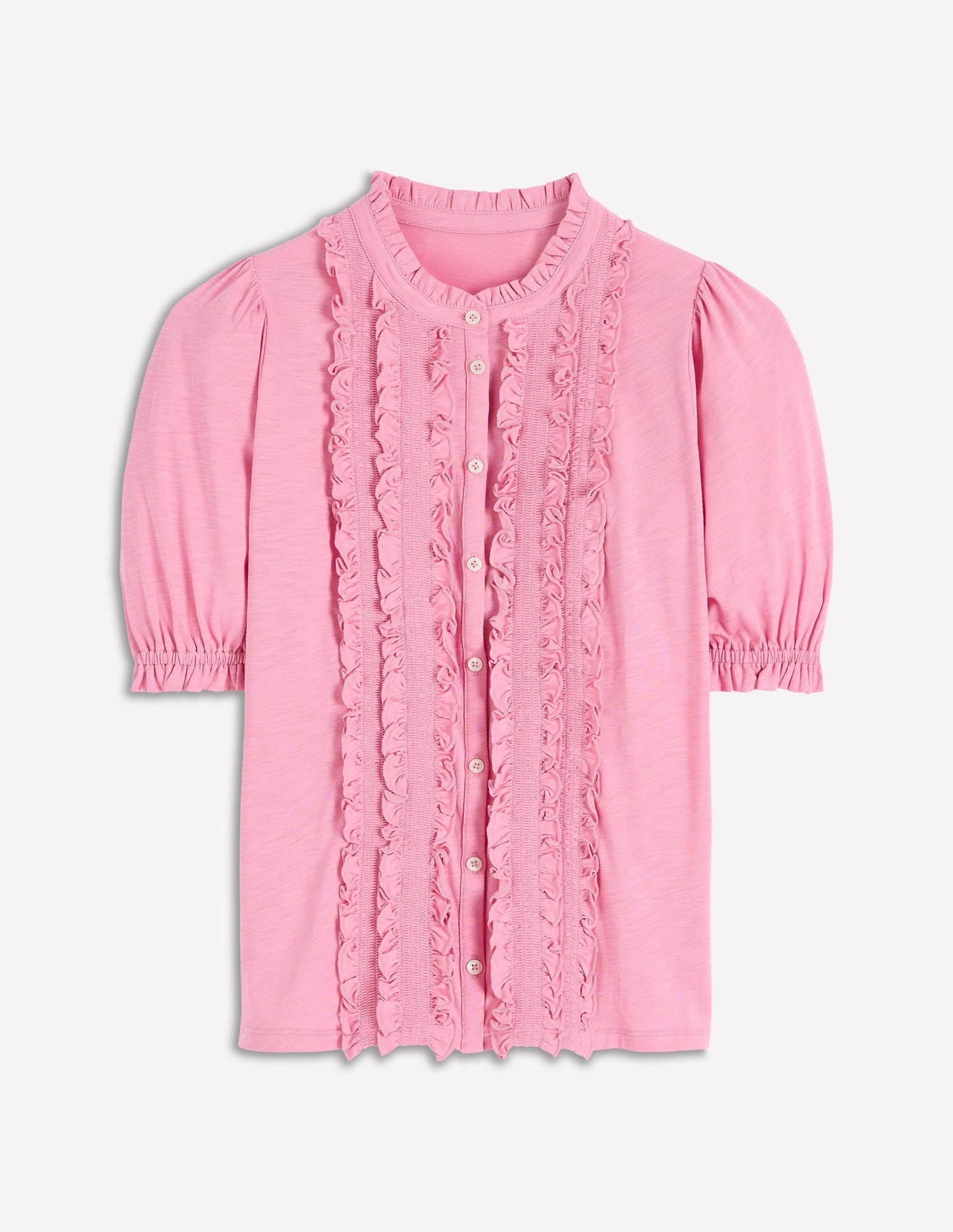 Eda Ruffle Front Shirt-Orchid Smoke