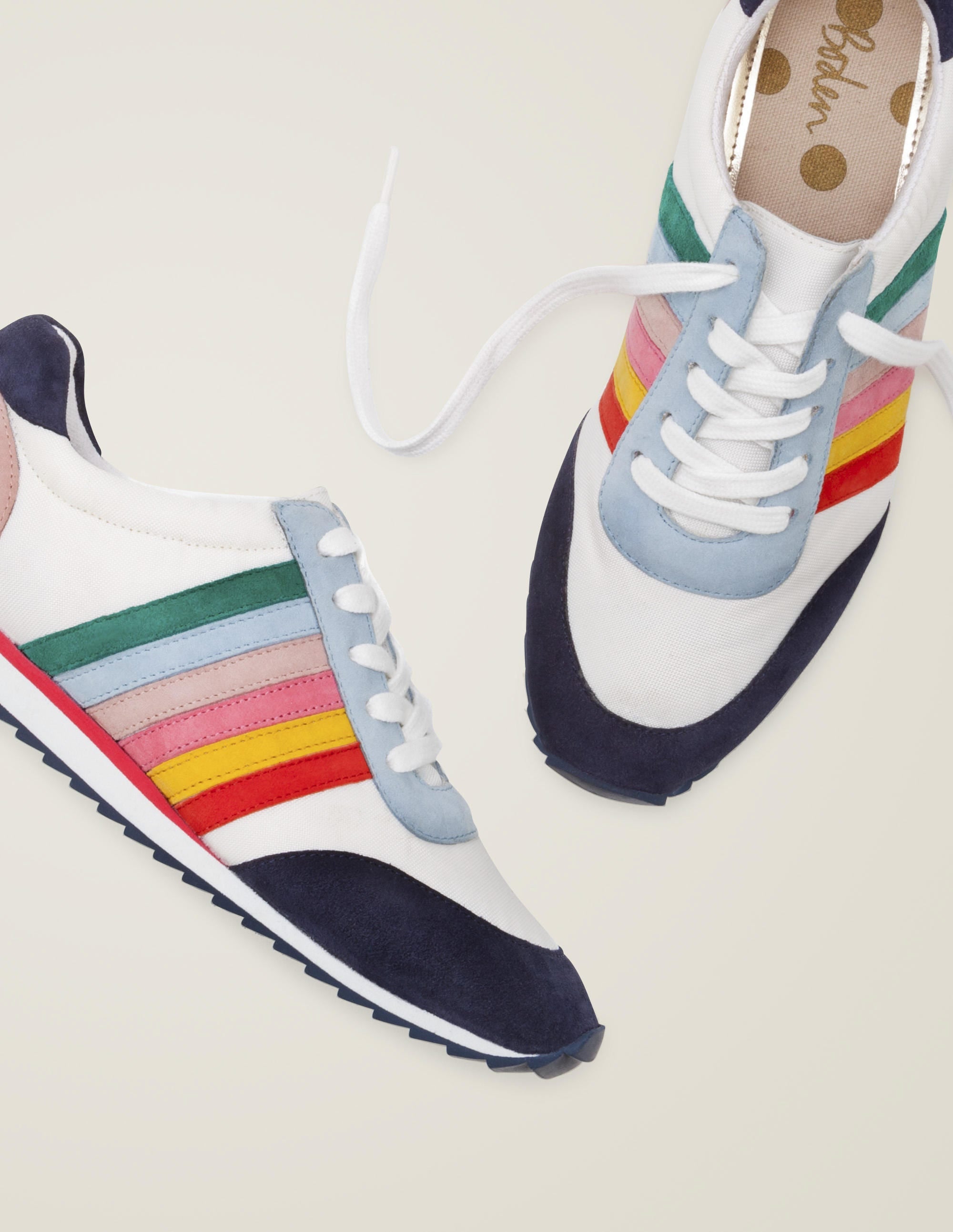 Striped Trainers-White and Rainbow - Image 1