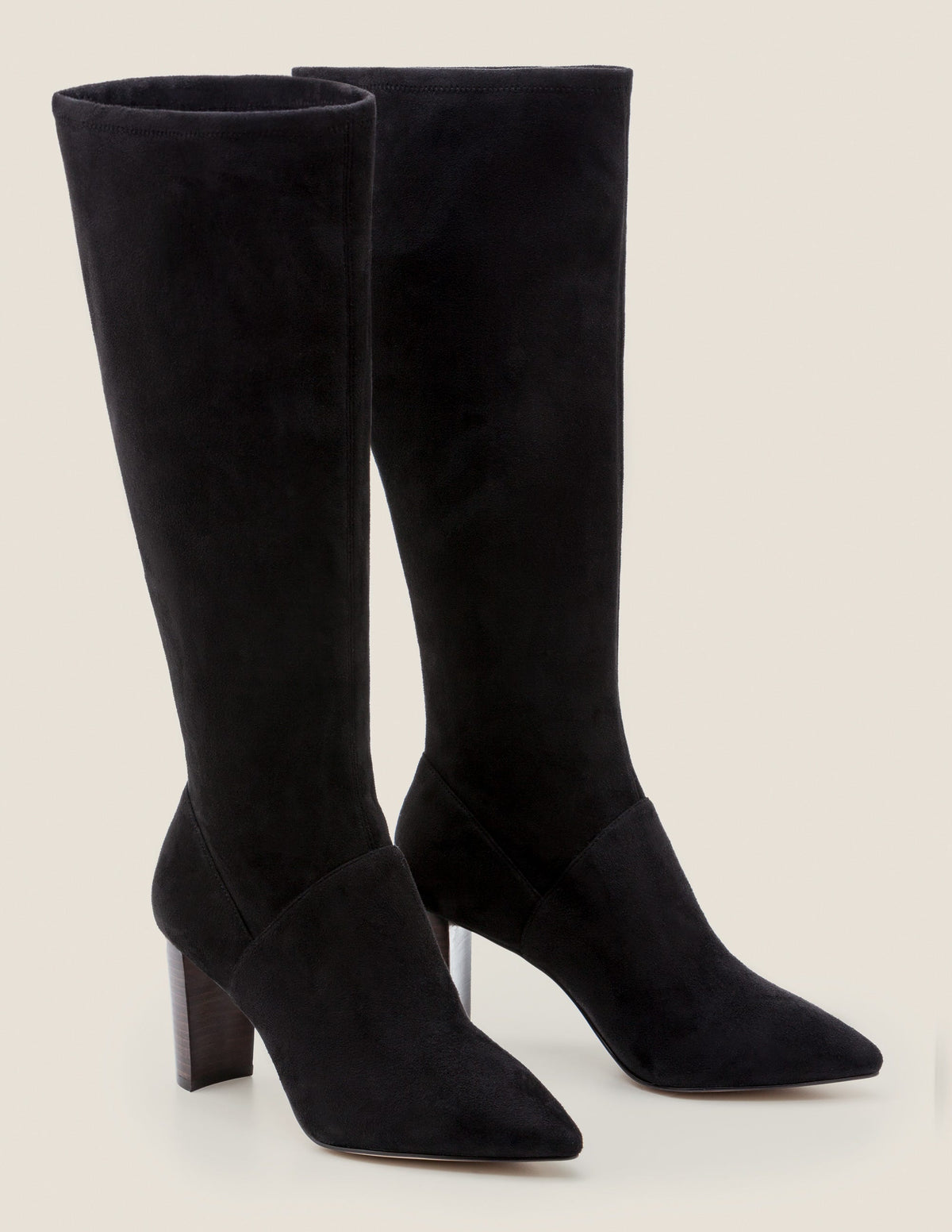 Pointed Toe Stretch Boots-Black-1